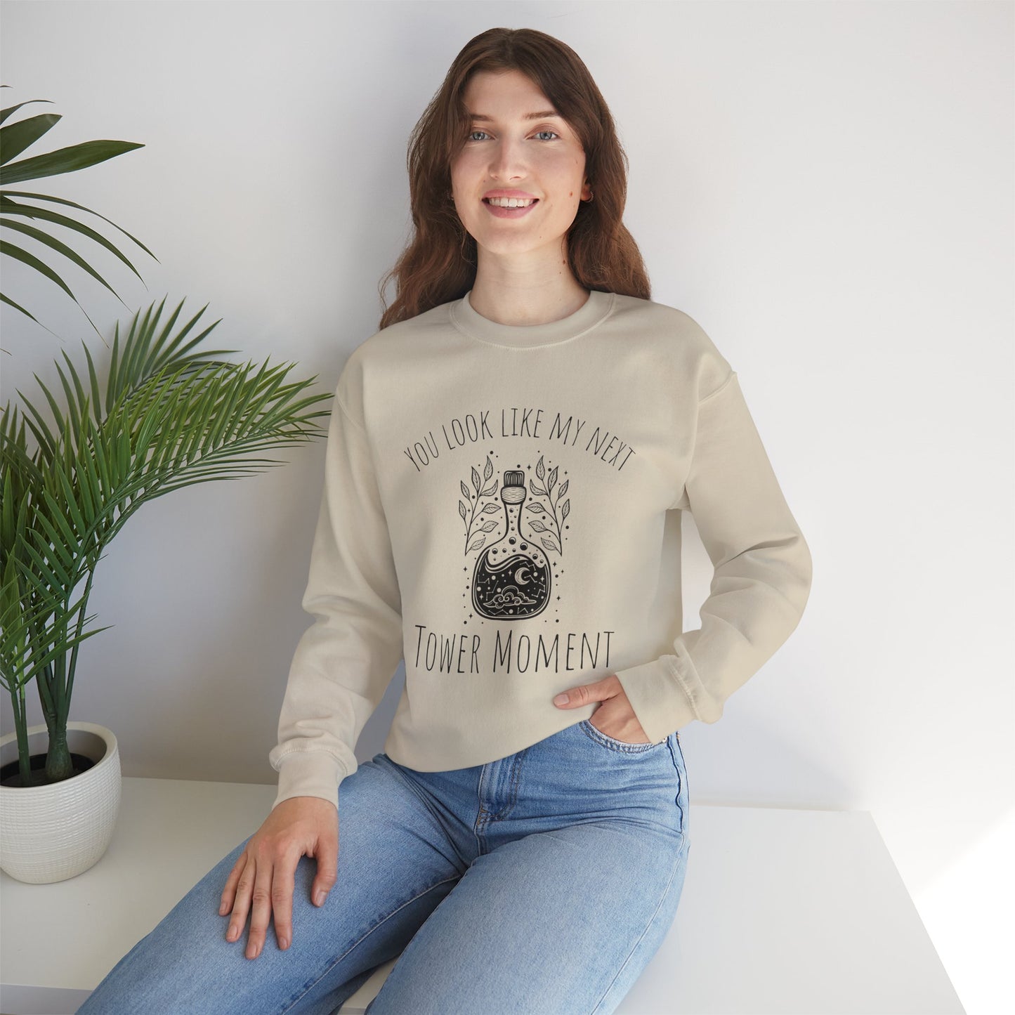 You Look Like My Next Tower Moment Adult Unisex Heavy Blend™ Crewneck Sweatshirt in 3 colors