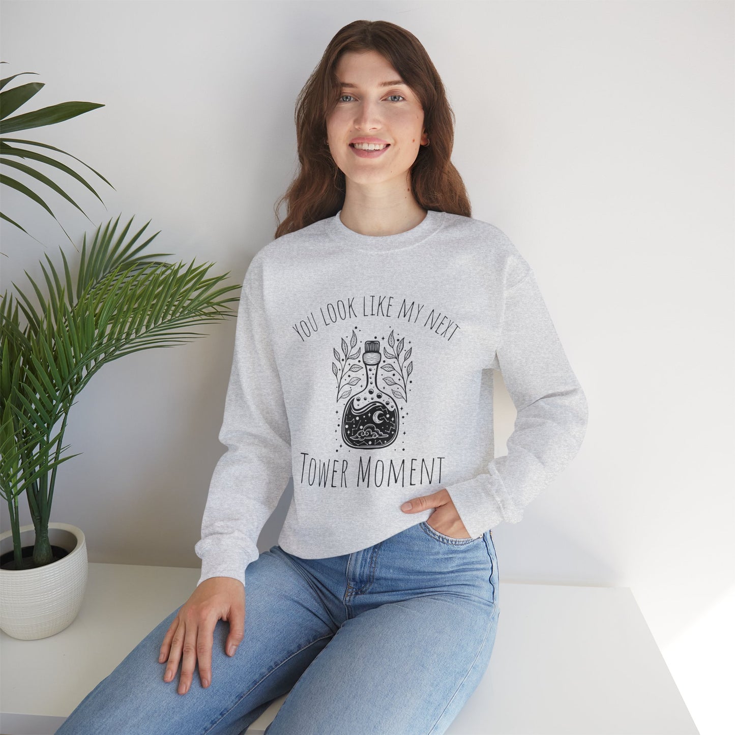 You Look Like My Next Tower Moment Adult Unisex Heavy Blend™ Crewneck Sweatshirt in 3 colors