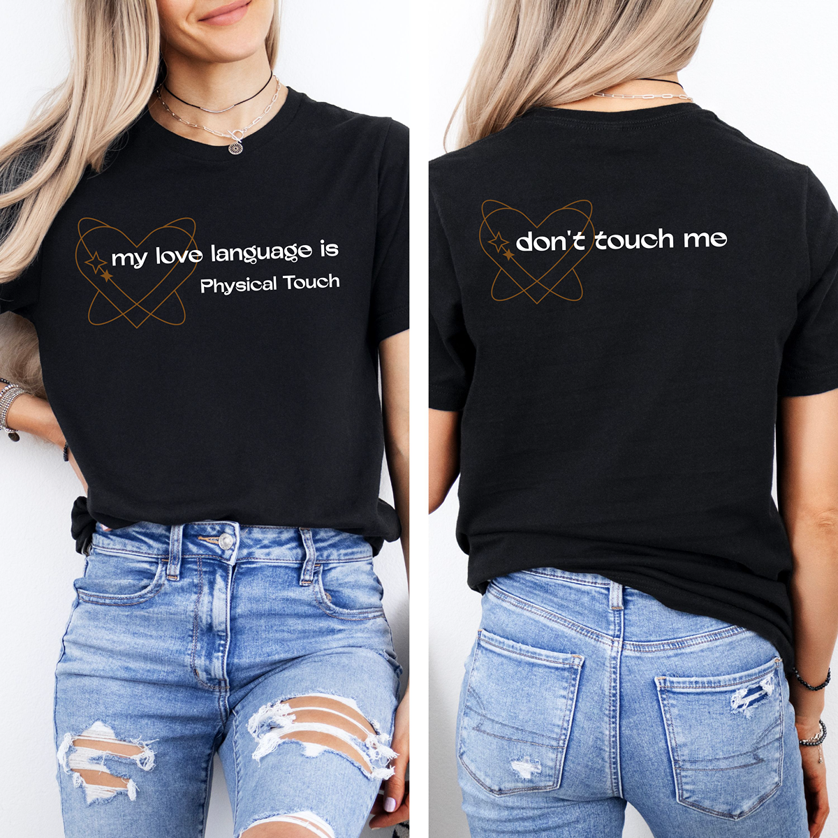 Physical Touch Don't Touch Me Adult Unisex Jersey Short Sleeve Tee in Black and Dark Grey