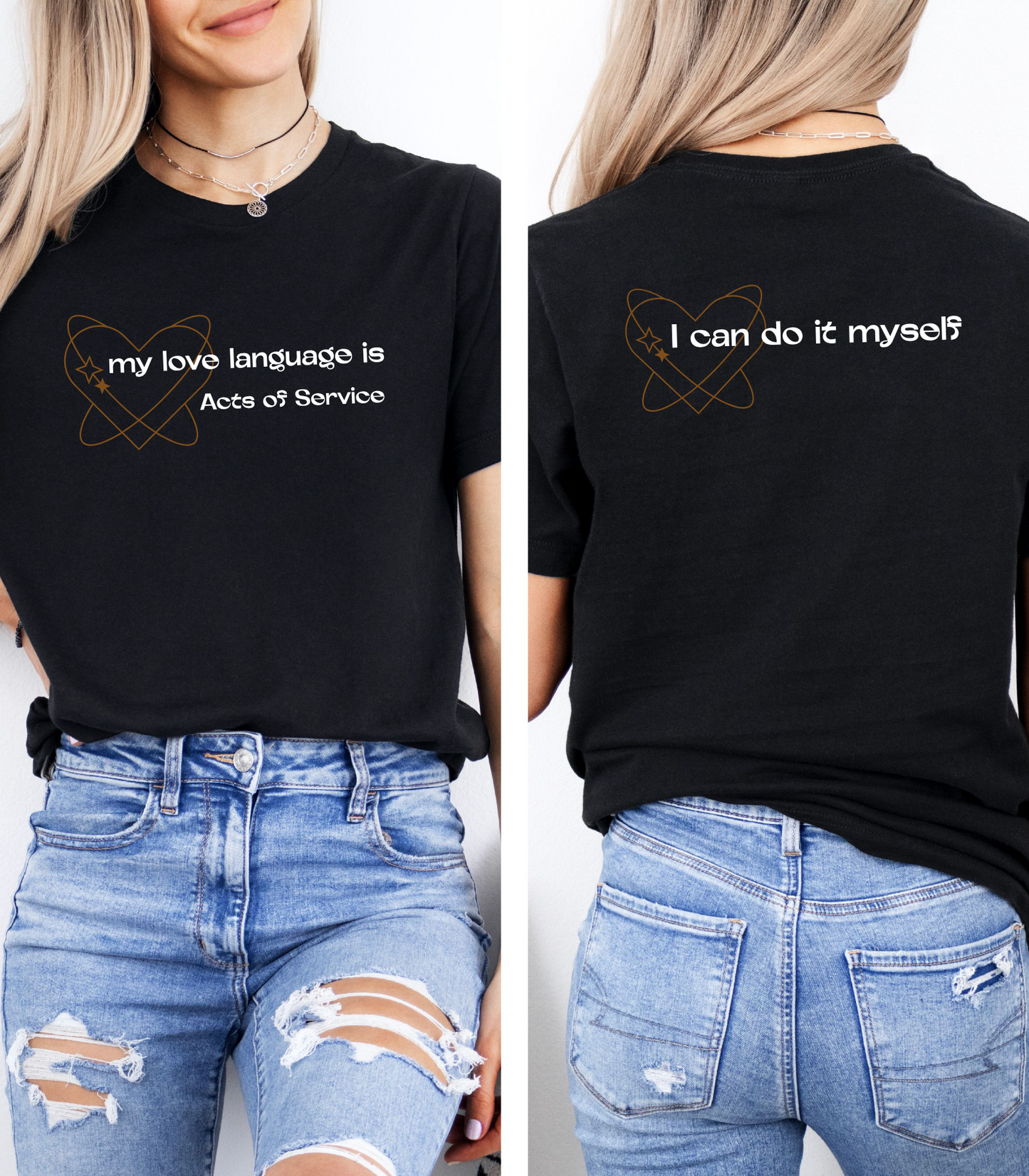 Acts of Service I Can Do it Myself Adult Unisex Jersey Short Sleeve Tee in Black and Dark Grey
