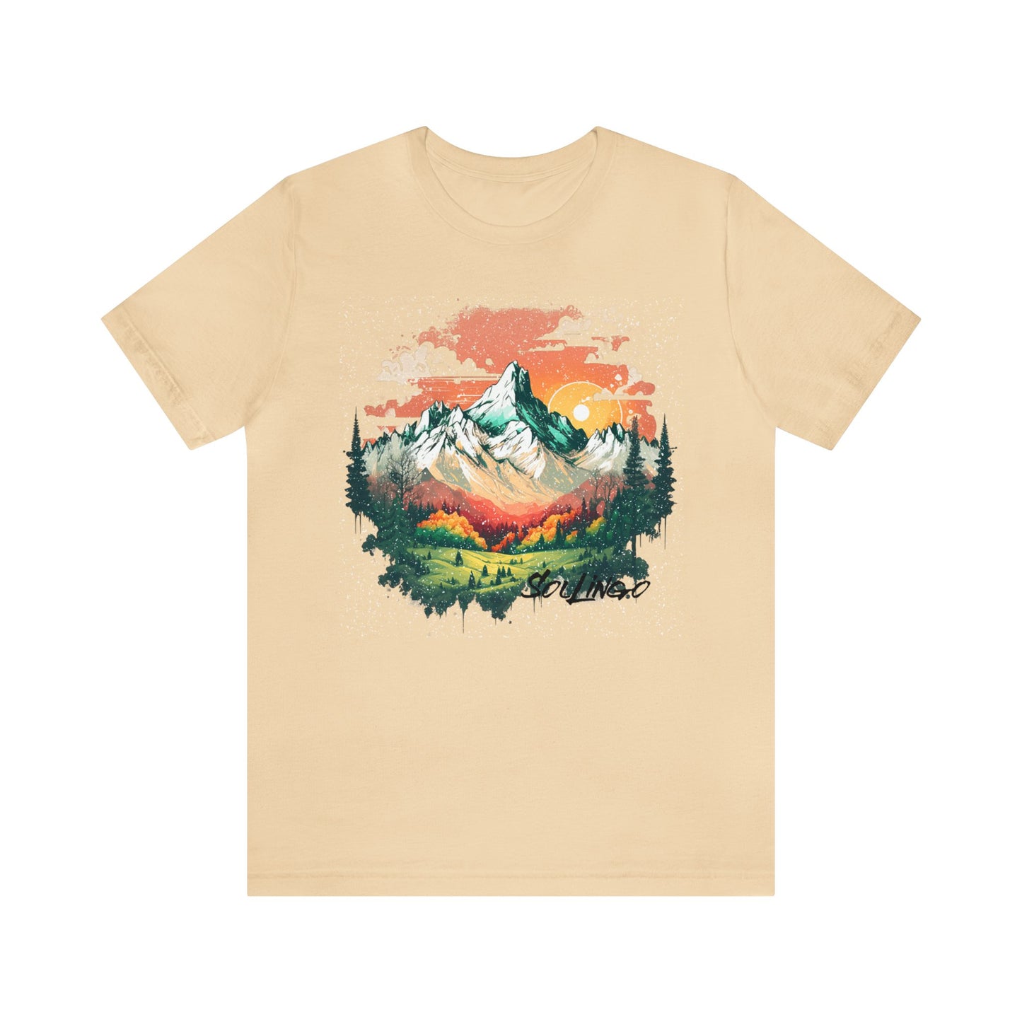 SolLingo Tee Bright Mountain Adult Unisex Jersey Short Sleeve Tee in 12 colors