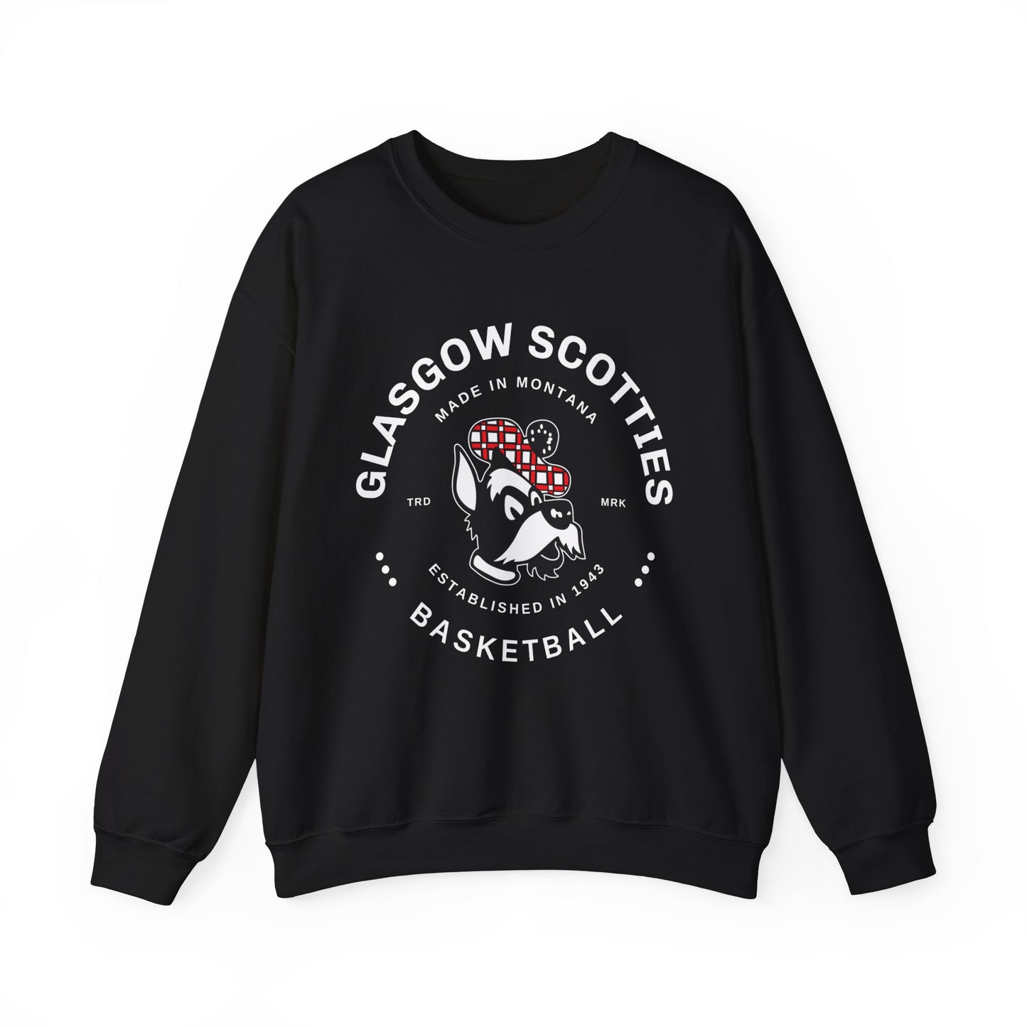 Glasgow Scotties Basketball Trademark Adult Unisex Heavy Blend™ Crewneck Sweatshirt in Black, Red or Dark Heather