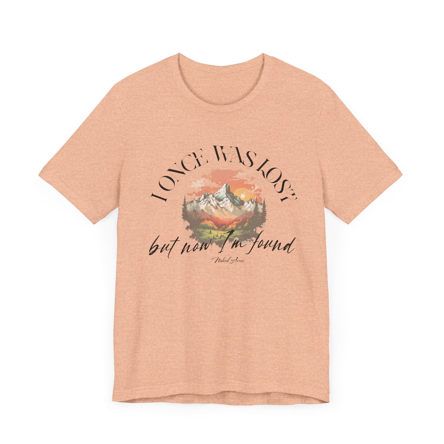I Once Was Lost Adult Unisex Jersey Short Sleeve Tee in White, Soft Cream, Silver, and Heather Peach