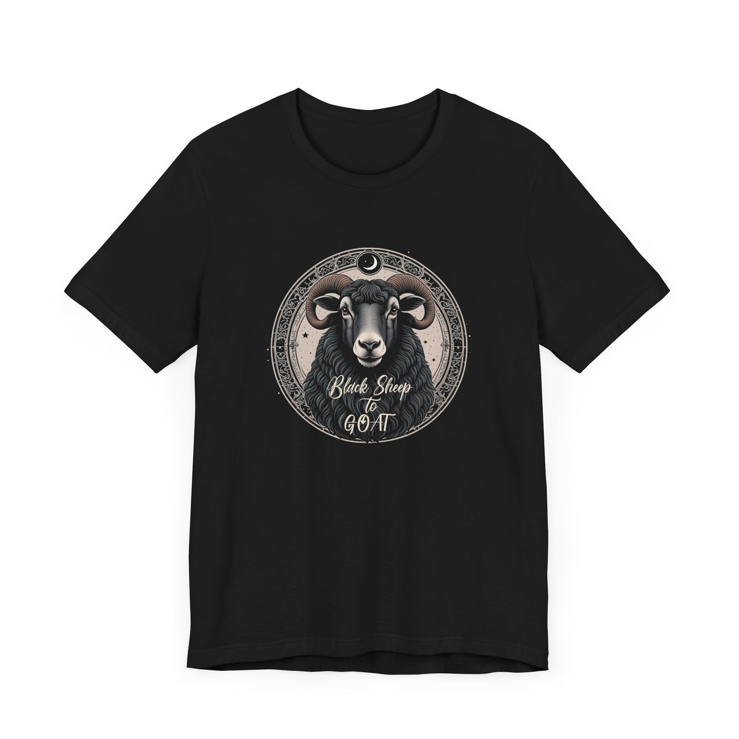 Black Sheep to GOAT Adult Unisex Jersey Short Sleeve Tee in Black and Dark Grey