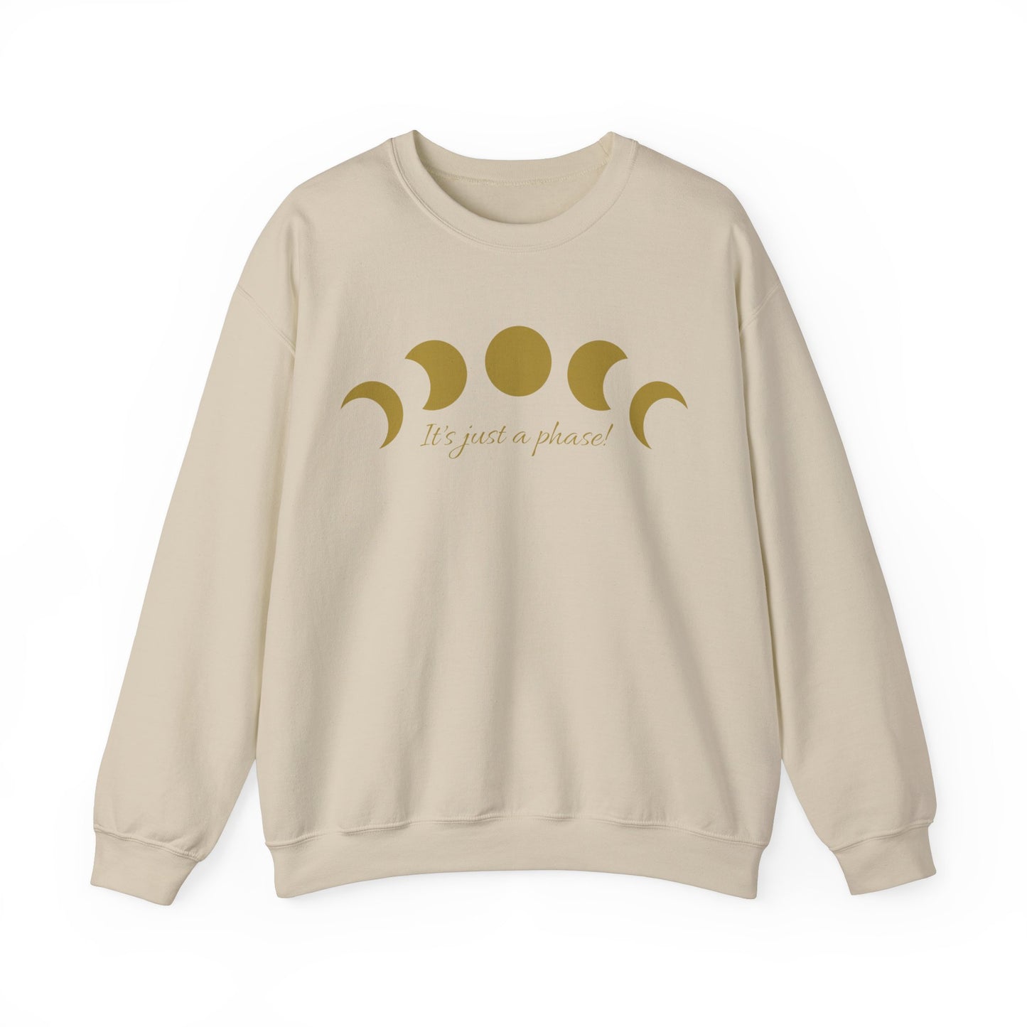 SolLingo It's Just a Phase Adult Unisex Heavy Blend™ Crewneck Sweatshirt in White, Black, Sand, Dark Heather or Navy