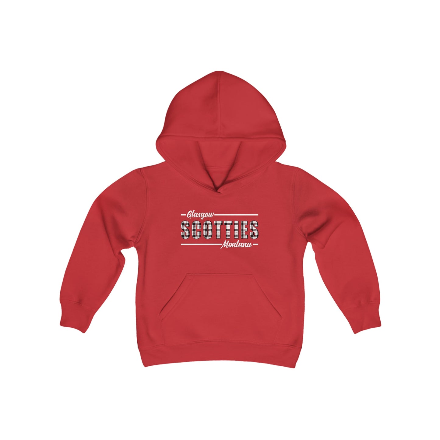 Glasgow Scotties Montana Plaid Youth Hoodie in Red or Black