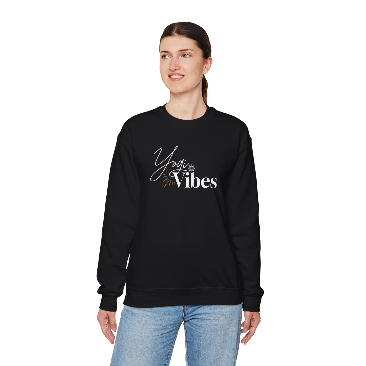 Yogi Vibes Adult Unisex Heavy Blend™ Crewneck Sweatshirt in Black or White