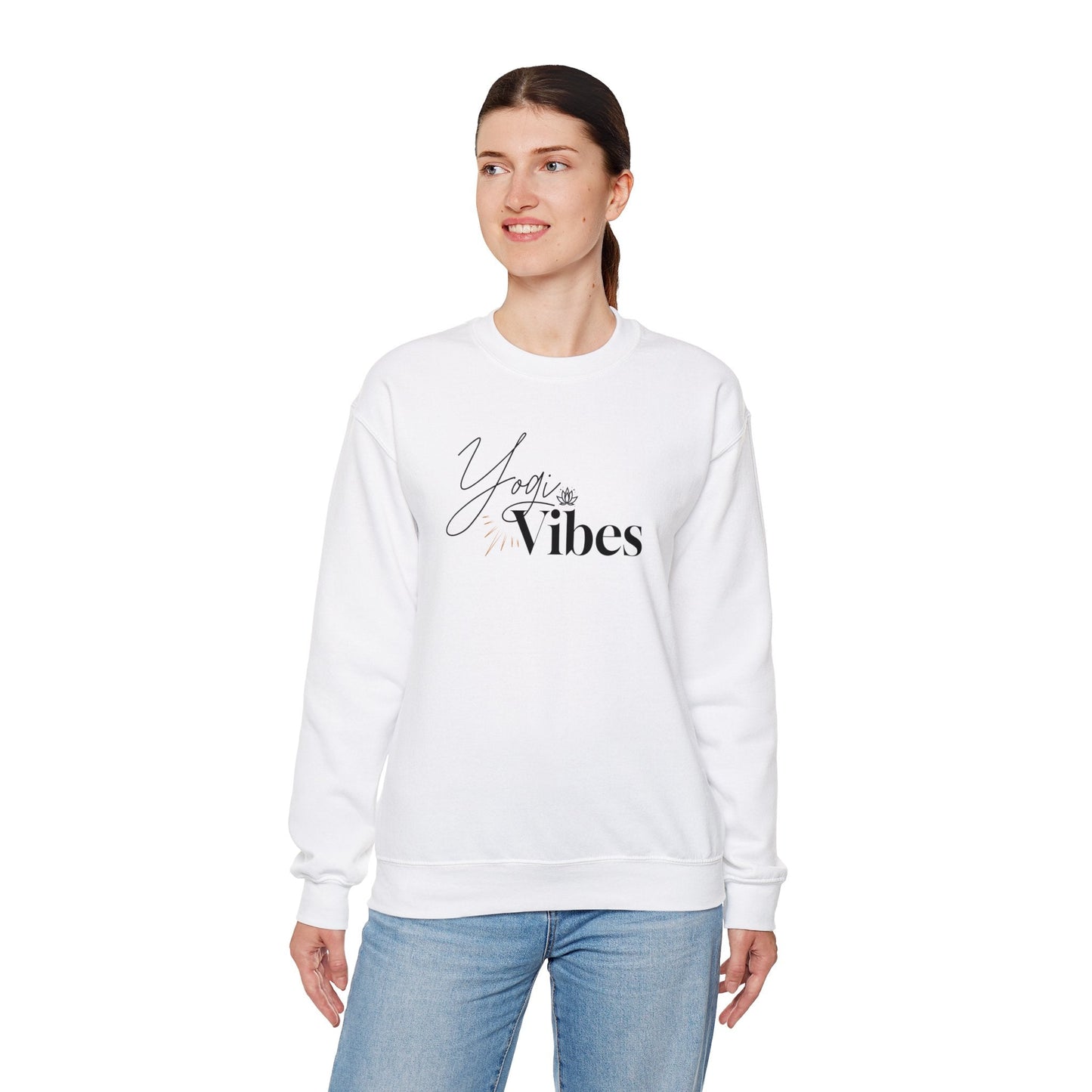 Yogi Vibes Adult Unisex Heavy Blend™ Crewneck Sweatshirt in Black or White