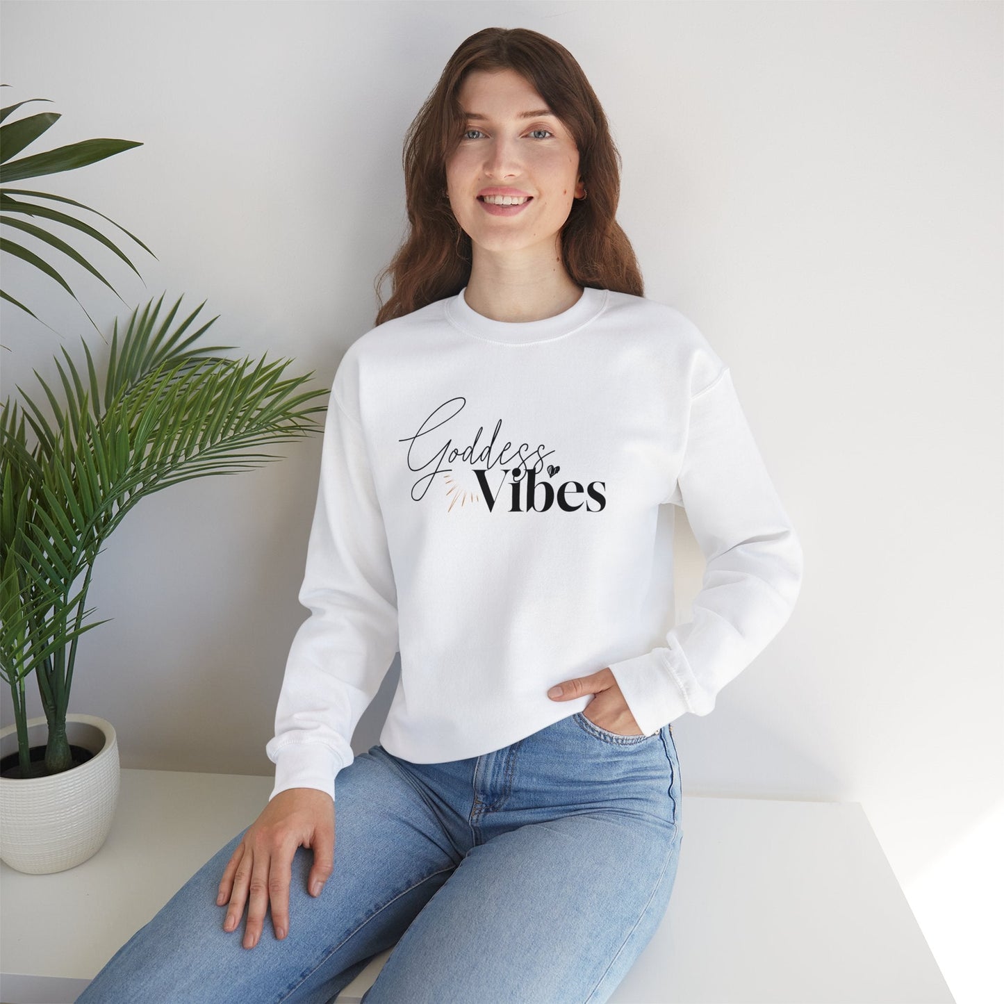Goddess Vibes Adult Unisex Heavy Blend™ Crewneck Sweatshirt in Black or White
