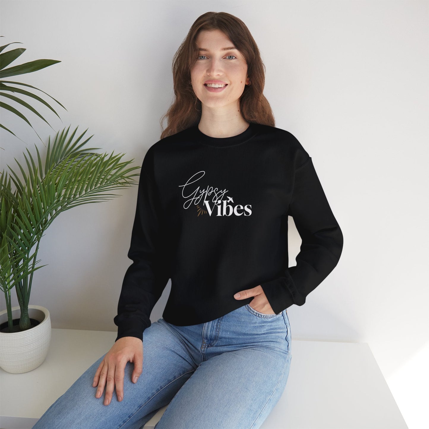 Gypsy Vibes Adult Unisex Heavy Blend™ Crewneck Sweatshirt in Black or White