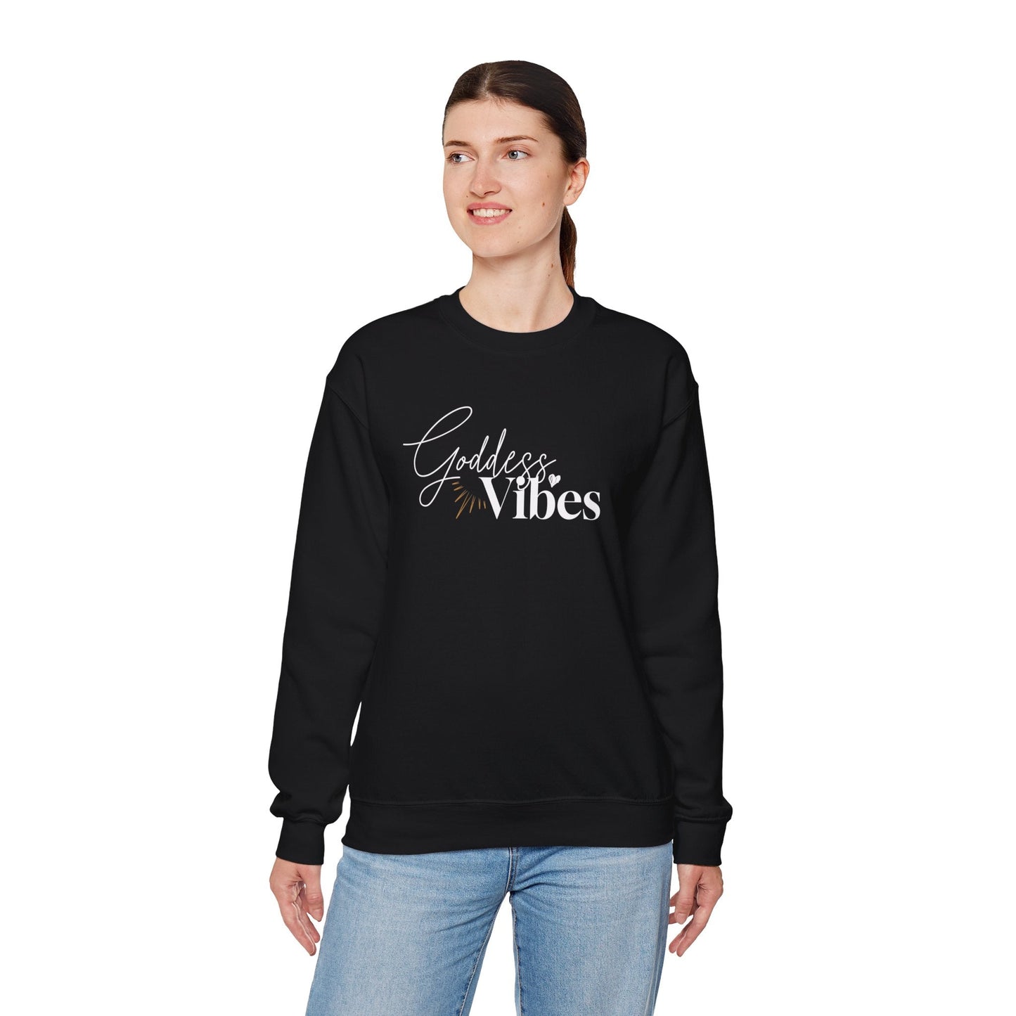 Goddess Vibes Adult Unisex Heavy Blend™ Crewneck Sweatshirt in Black or White