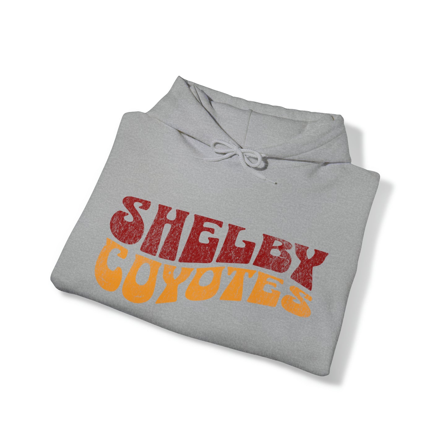 Shelby Coyotes Adult Unisex Hoodie in Black, White, Dark Heather, and Sport Grey