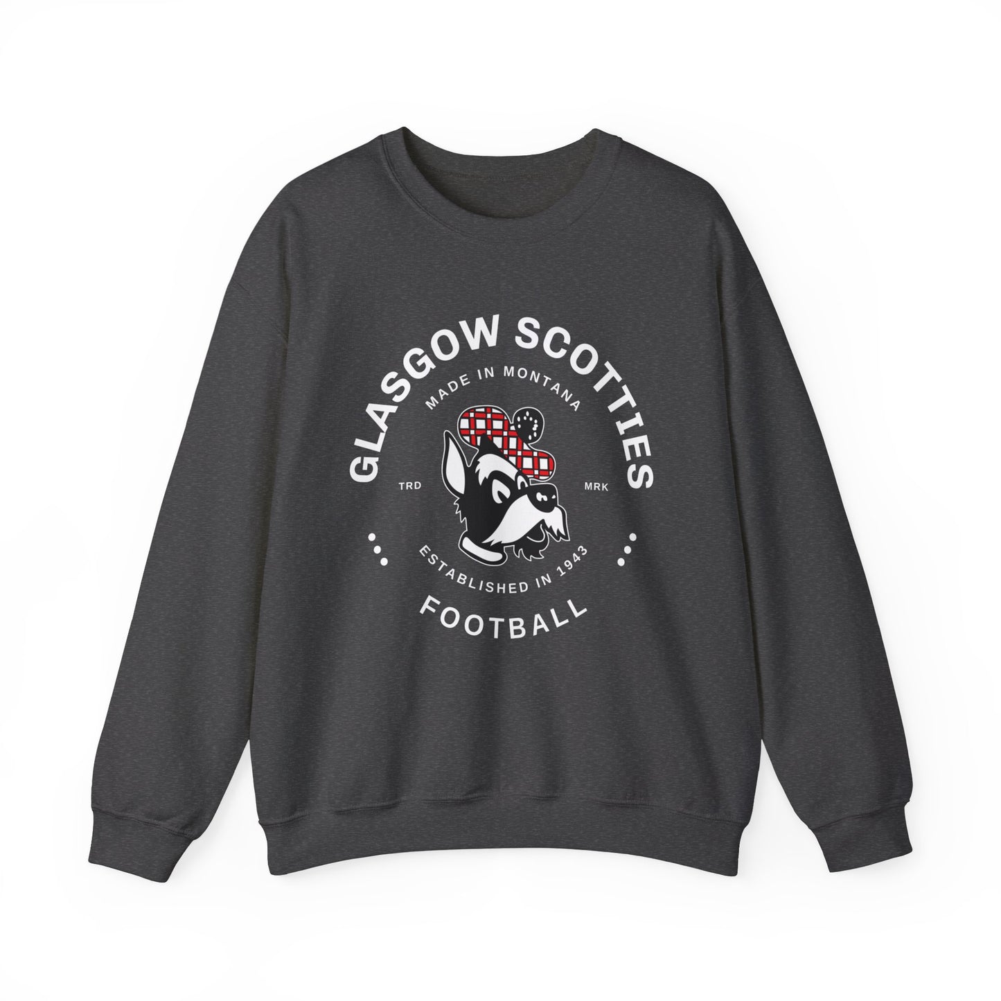 Glasgow Scotties Football Trademark Adult Unisex Heavy Blend™ Crewneck Sweatshirt in Black, Red or Dark Heather