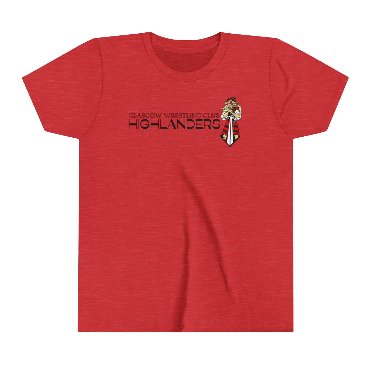 Glasgow Highlanders for her Youth Short Sleeve Tee in White, Ash, Athletic Heather, or Heather Red