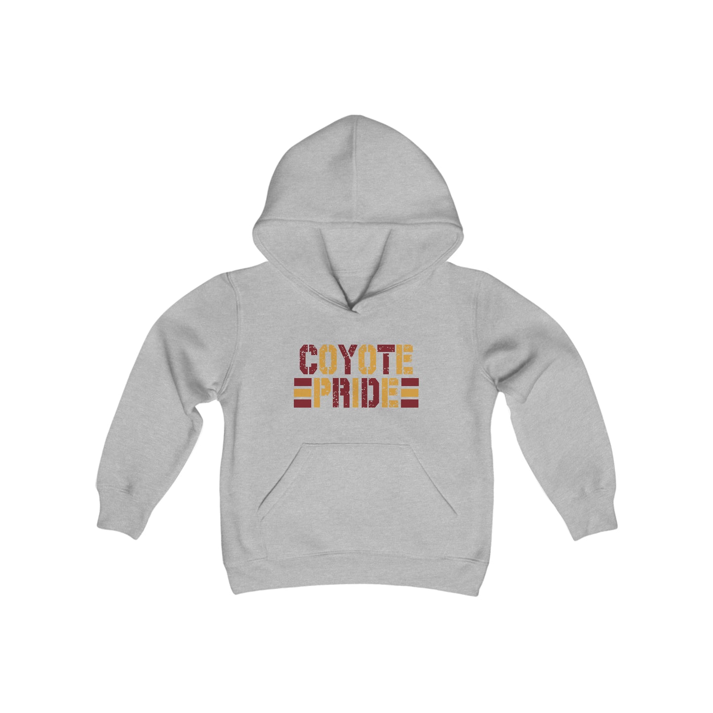 Shelby Coyote Pride Youth Heavy Blend Hooded Sweatshirt in White, Black, or Grey