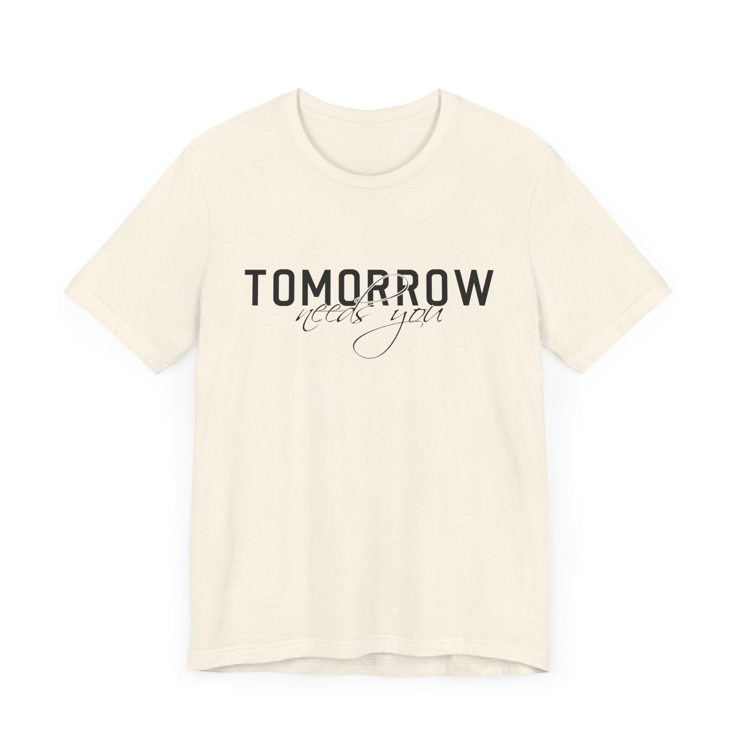 SolLingo Tomorrow Needs You Adult Unisex Jersey Short Sleeve Tee in Natural, White, and Ash