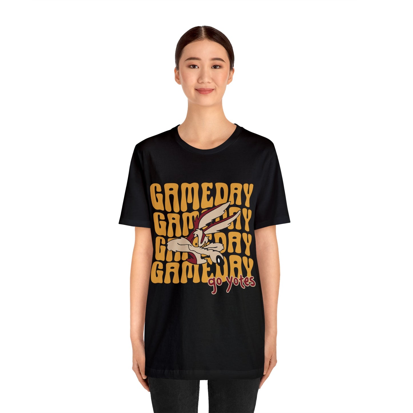 Shelby Coyotes Gameday Adult Unisex Jersey Short Sleeve Tee in Black, White, Ash, Natural, Dark Heather, or Maroon