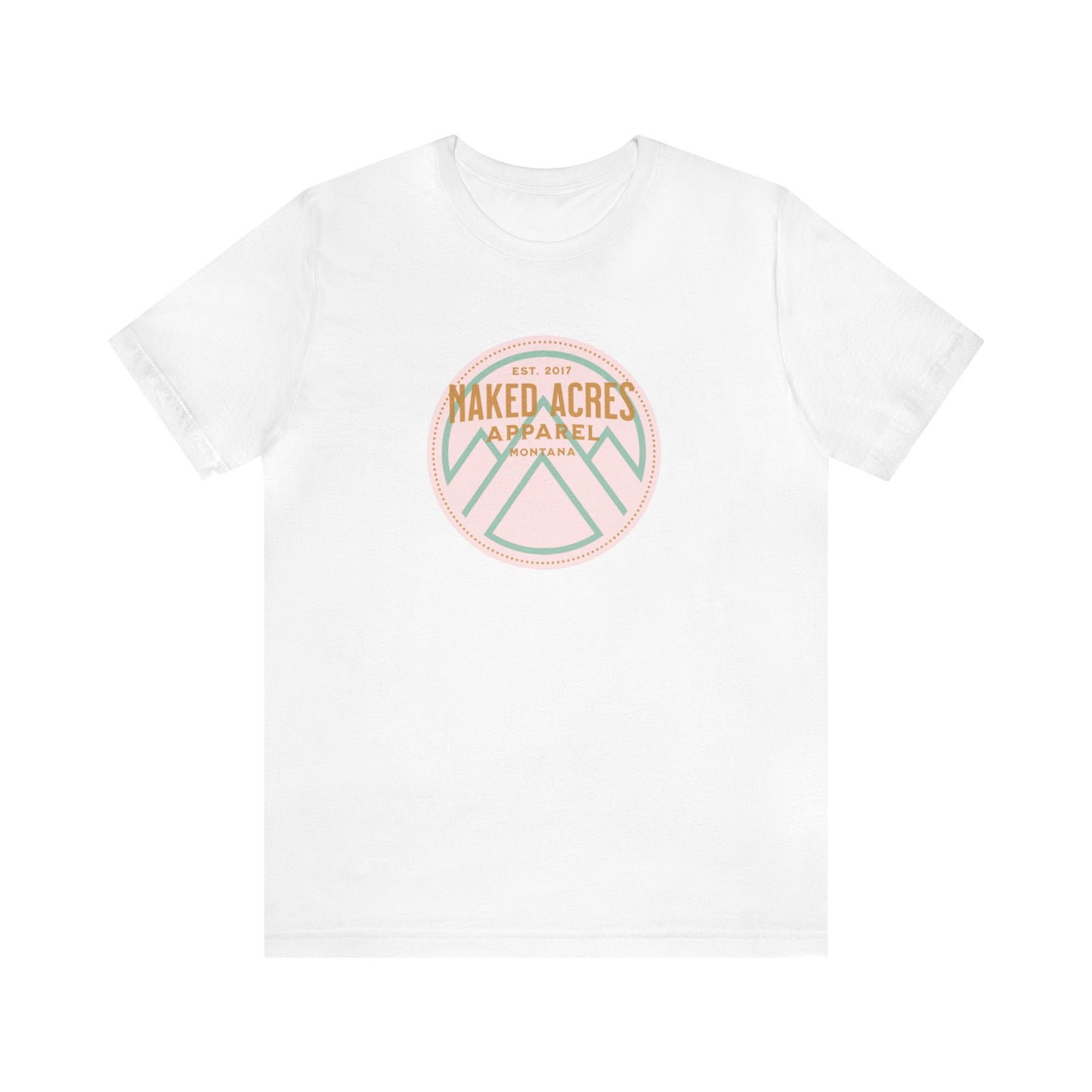 Naked Acres Pink and Green Mountain Logo Unisex Jersey Short Sleeve Tee in Black or White