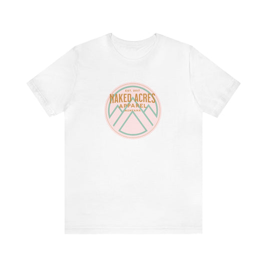 Naked Acres Pink and Green Mountain Logo Unisex Jersey Short Sleeve Tee in Black or White