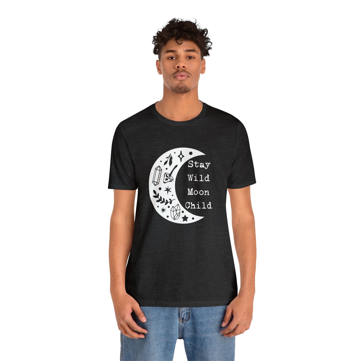 SolLingo Stay Wild Moon Child Adult Unisex Jersey Short Sleeve Tee in Black, Steel Blue, Army, Dark Grey Heather or Heather Navy