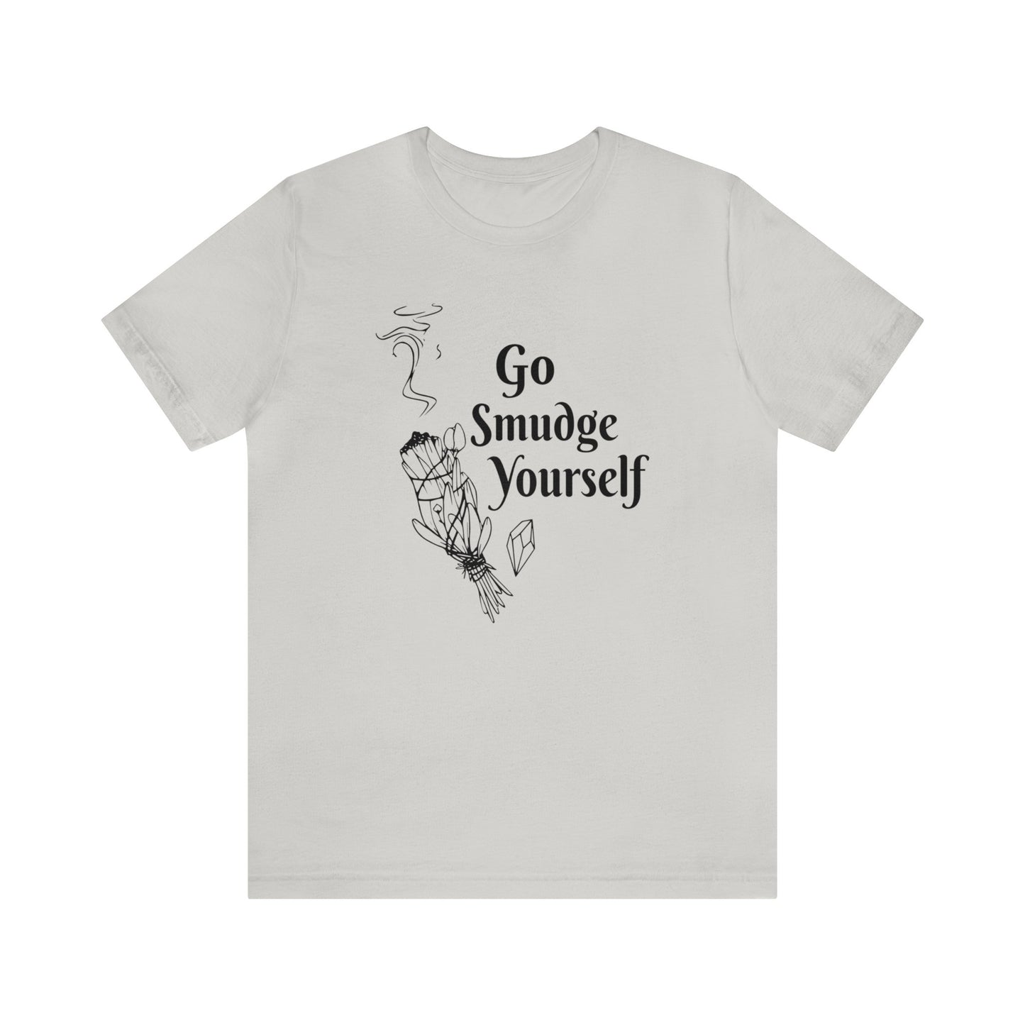 SolLingo Go Smudge Yourself Adult Unisex Jersey Short Sleeve Tee in White, Ice Blue, Natural or Silver