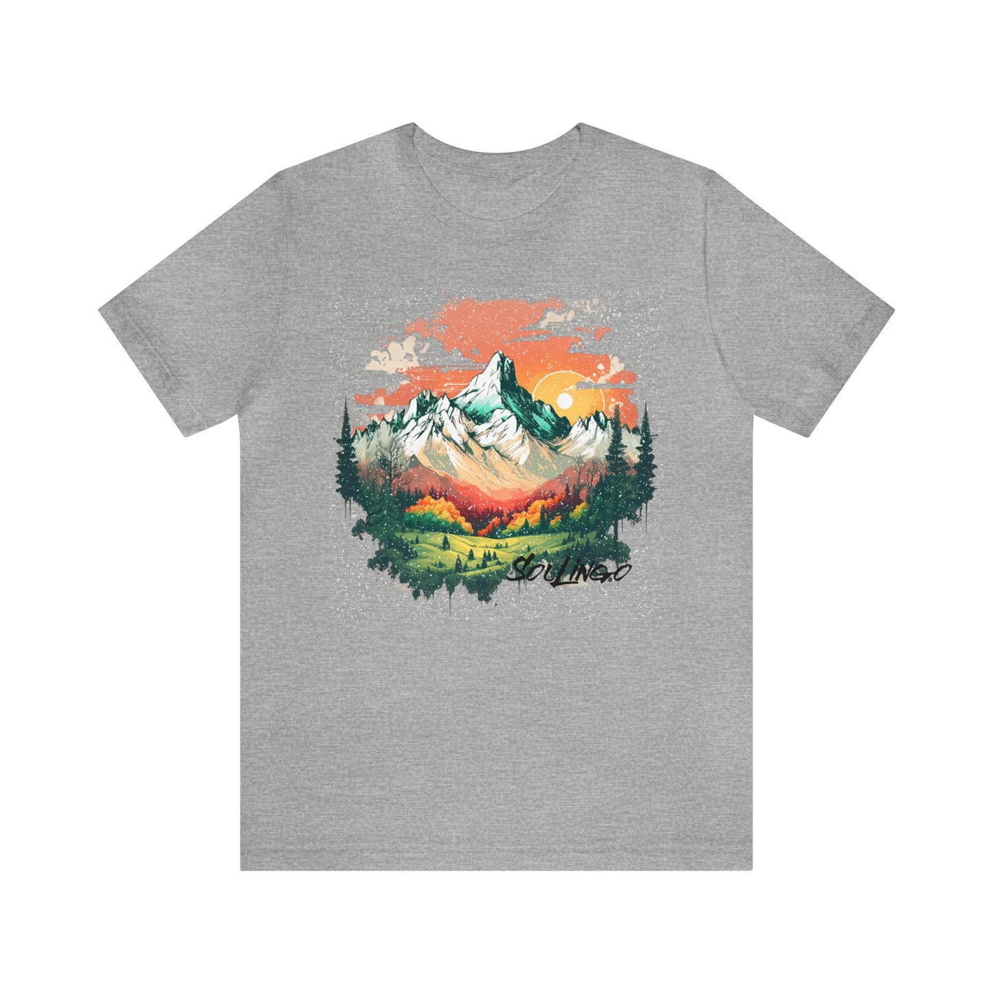 SolLingo Tee Bright Mountain Adult Unisex Jersey Short Sleeve Tee in 12 colors