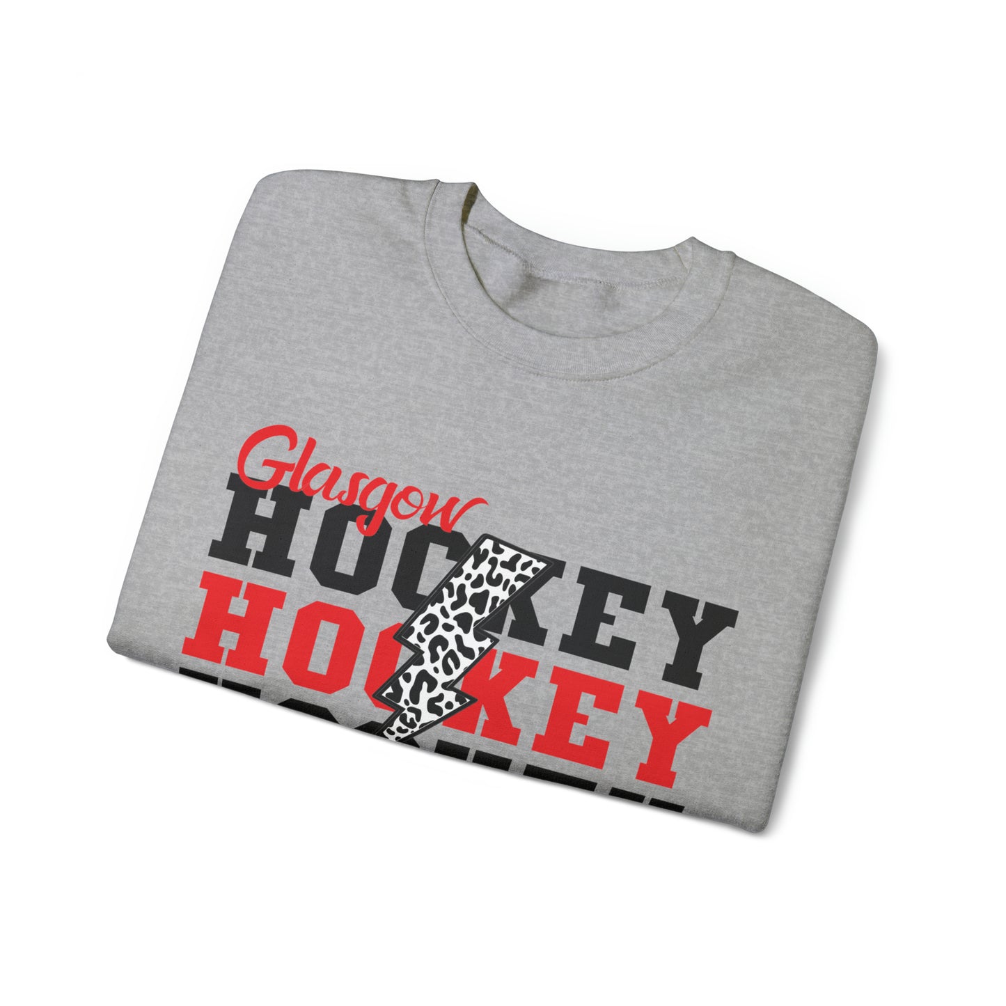 Glasgow Ice Dawgs Leopard Lightning Adult Unisex Heavy Blend™ Crewneck Sweatshirt in White or Grey