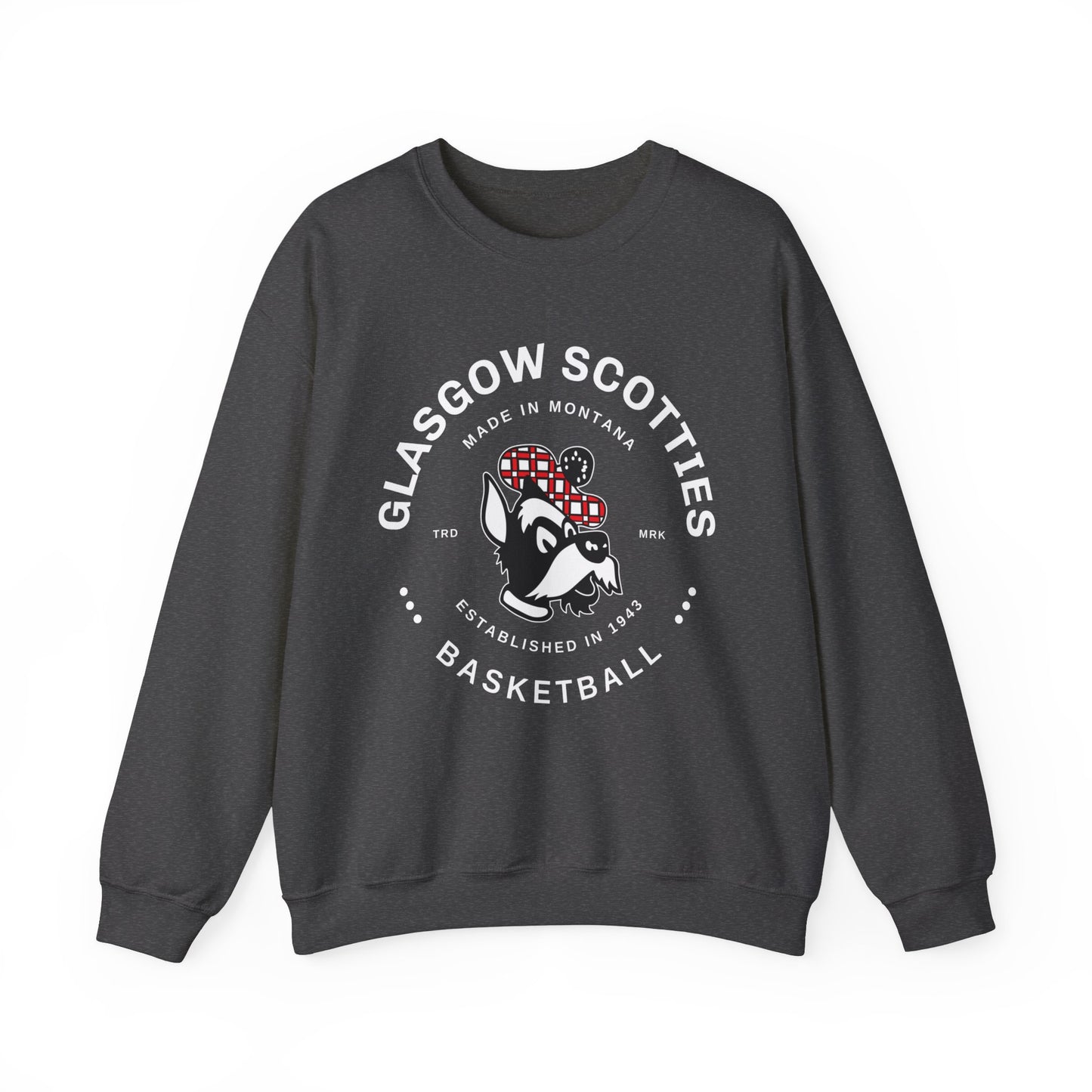 Glasgow Scotties Basketball Trademark Adult Unisex Heavy Blend™ Crewneck Sweatshirt in Black, Red or Dark Heather