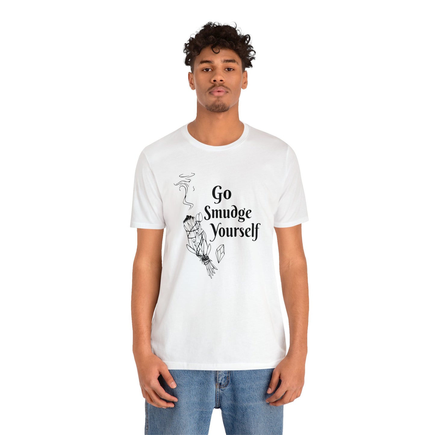 SolLingo Go Smudge Yourself Adult Unisex Jersey Short Sleeve Tee in White, Ice Blue, Natural or Silver