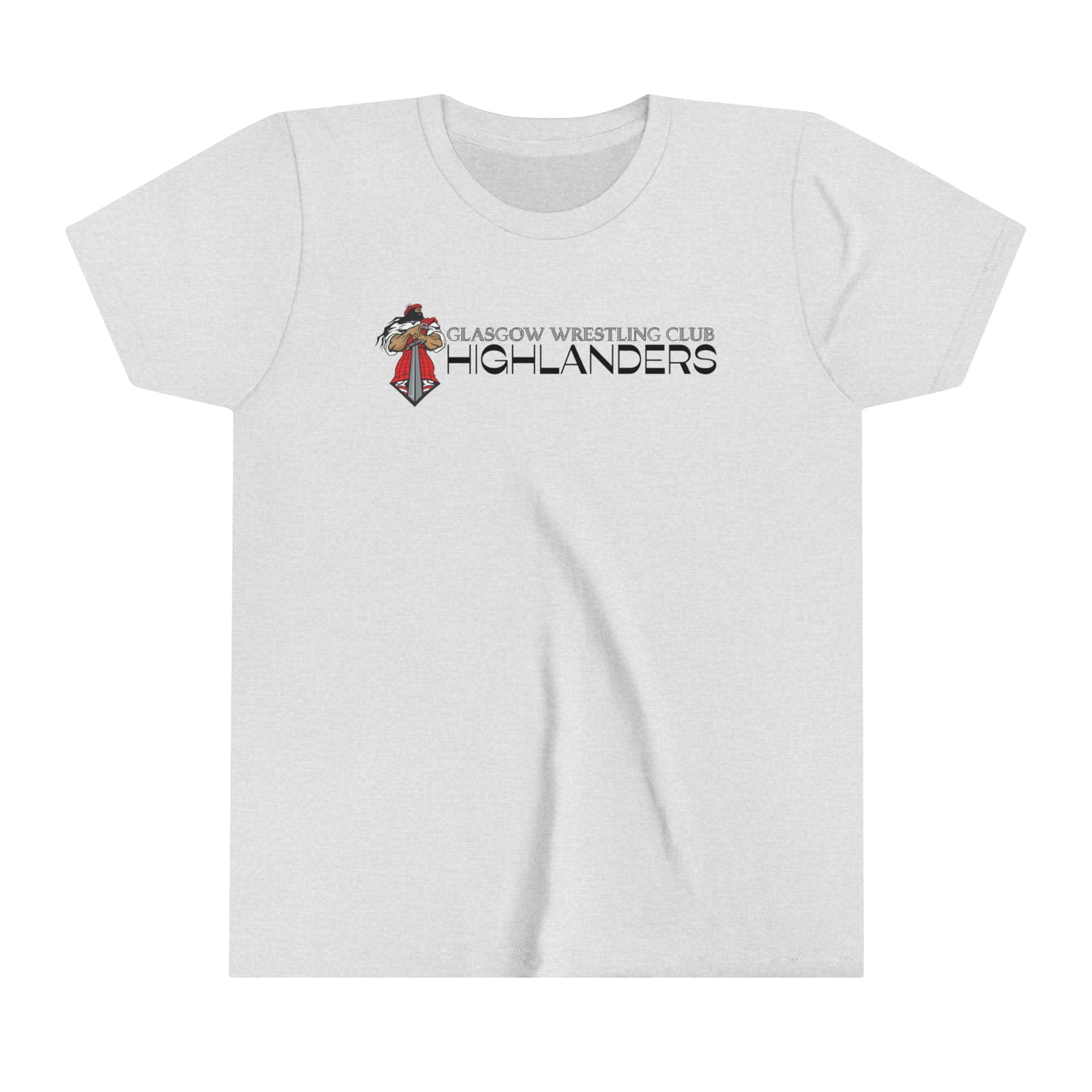 Glasgow Highlanders for him Youth Short Sleeve Tee in White, Ash, Athletic Heather, or Heather Red