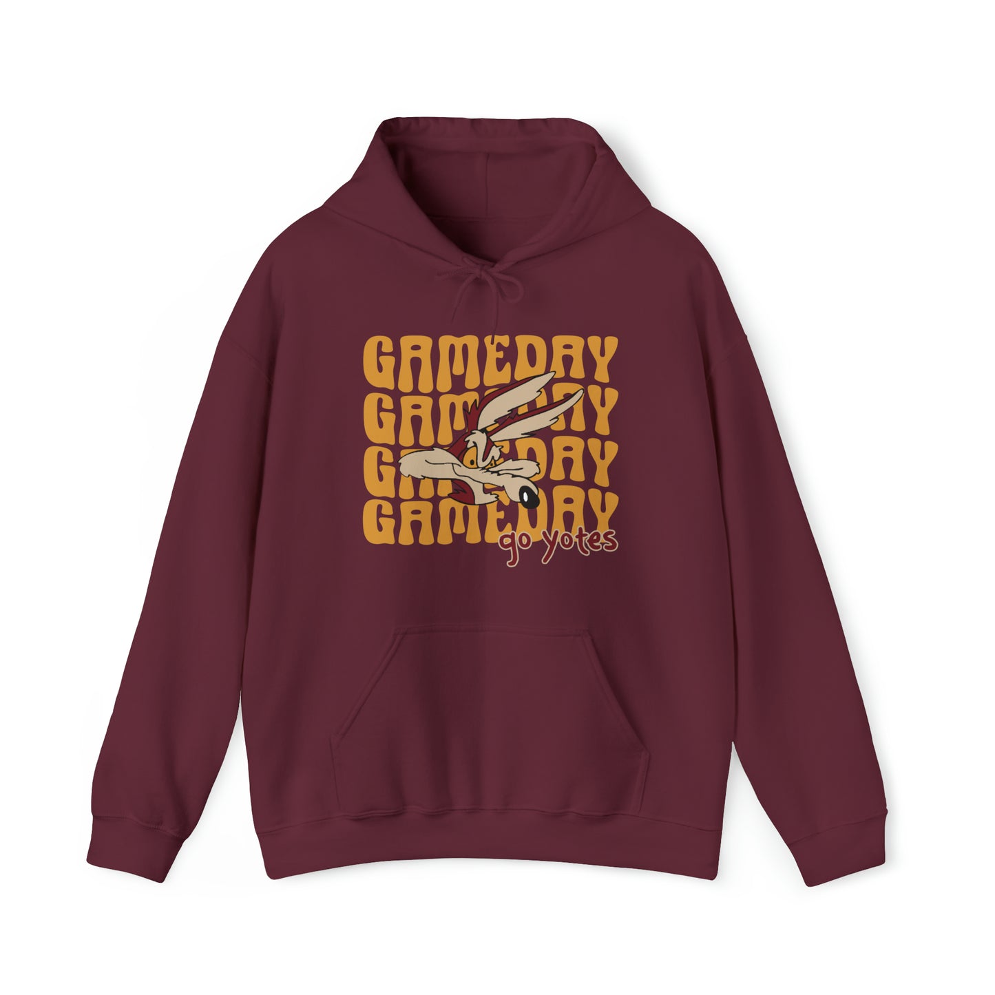 Shelby Coyotes Gameday Adult Unisex Heavy Blend™ Hooded Sweatshirt in Maroon, Black, Grey, or White