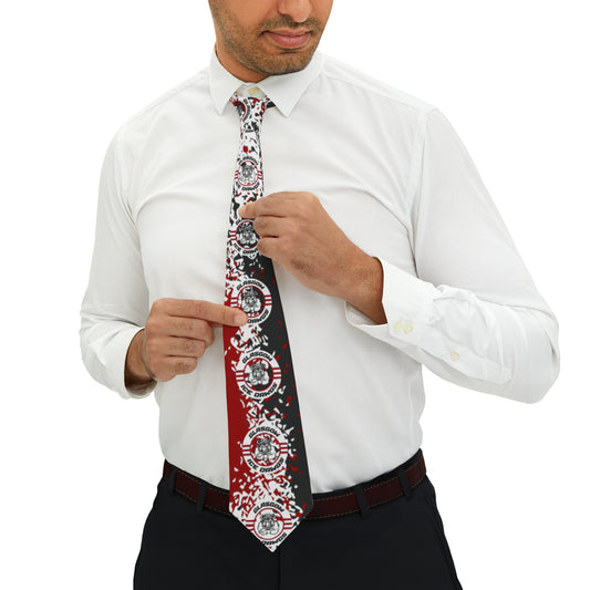 Glasgow Ice Dawgs Black and Red Splatter Logo Necktie