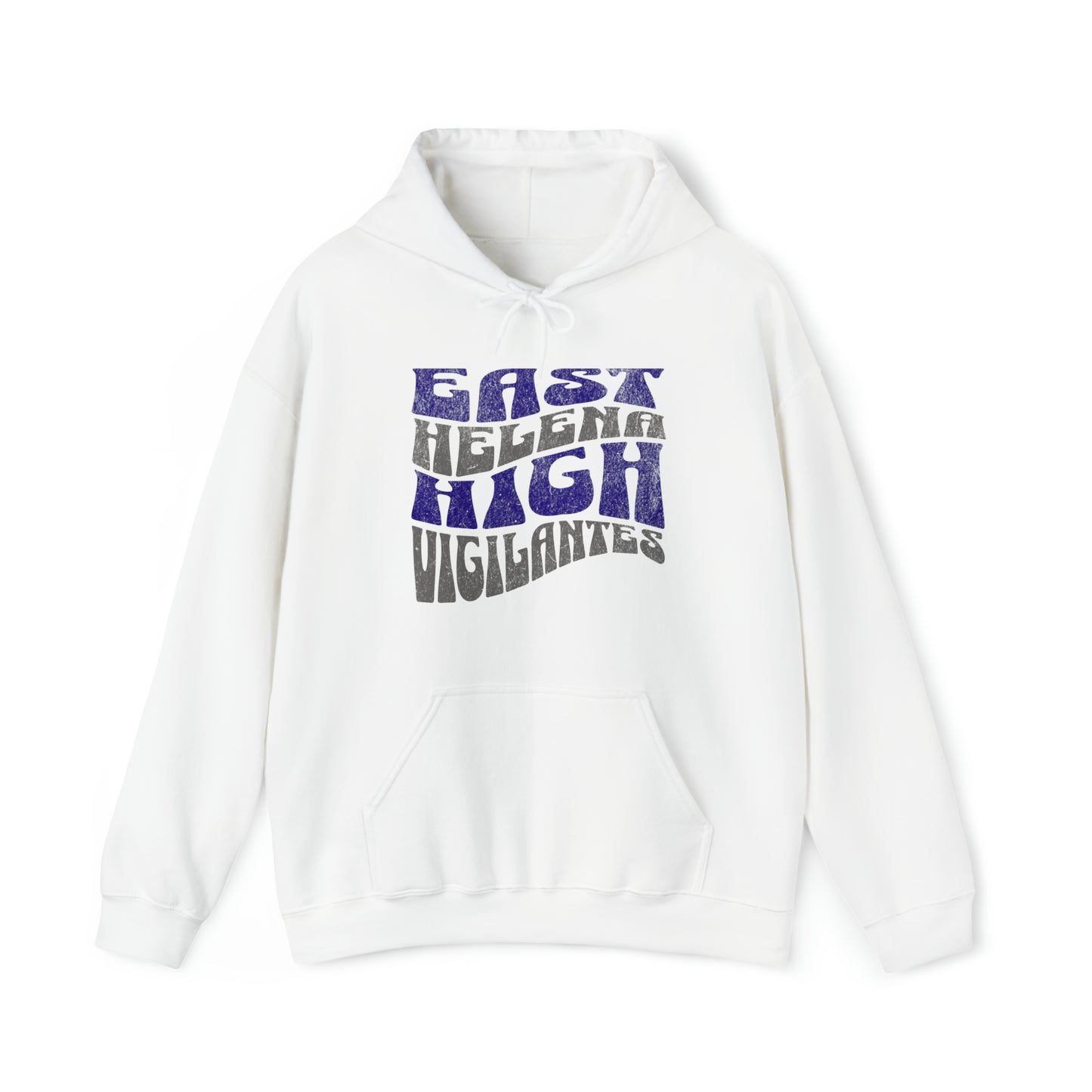 East Helena High Vigilantes Adult Unisex Hoodie in Grey, Black, and White