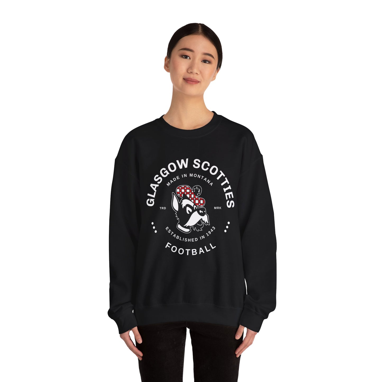 Glasgow Scotties Football Trademark Adult Unisex Heavy Blend™ Crewneck Sweatshirt in Black, Red or Dark Heather