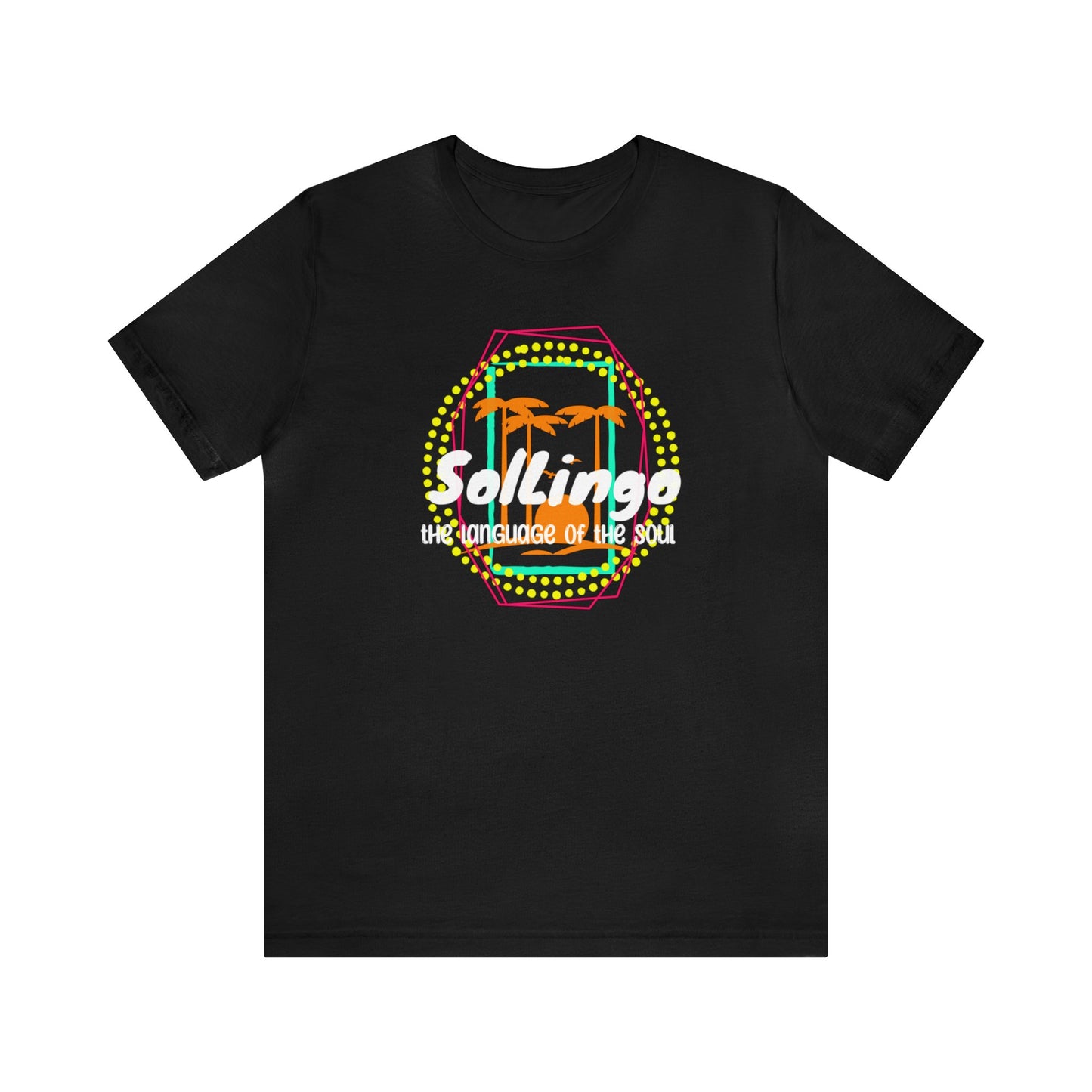 SolLingo Tee The Language of the Soul Neon Palm Logo Adult Unisex Jersey Short Sleeve Tee