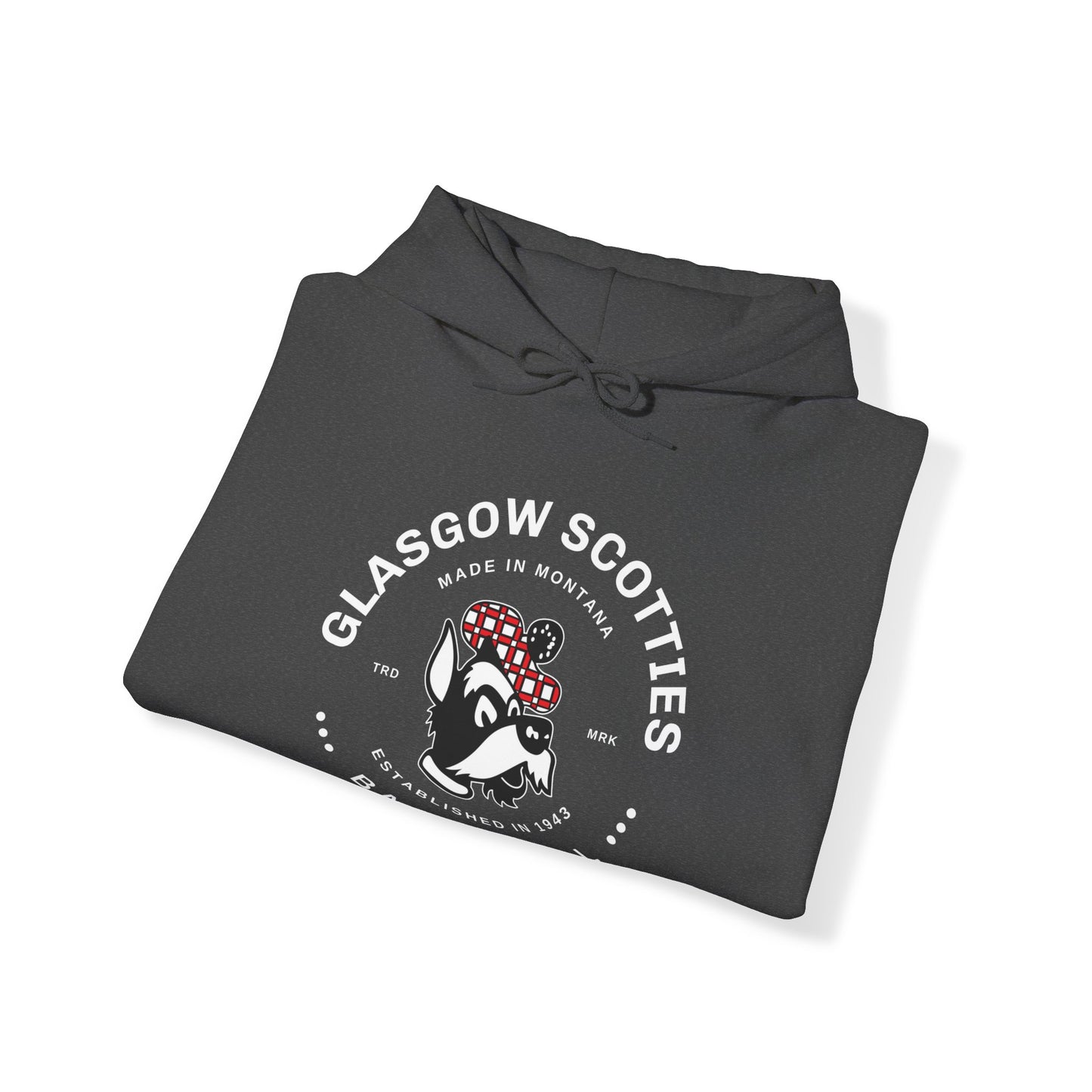 Glasgow Scotties Basketball Trademark Unisex Heavy Blend™ Hooded Sweatshirt in Red, Black or Dark Heather