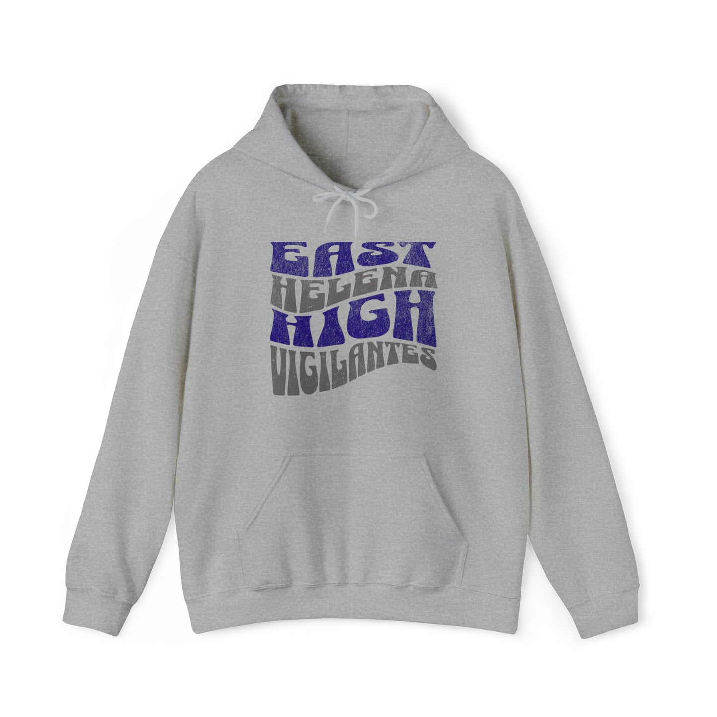 East Helena High Vigilantes Adult Unisex Hoodie in Grey, Black, and White