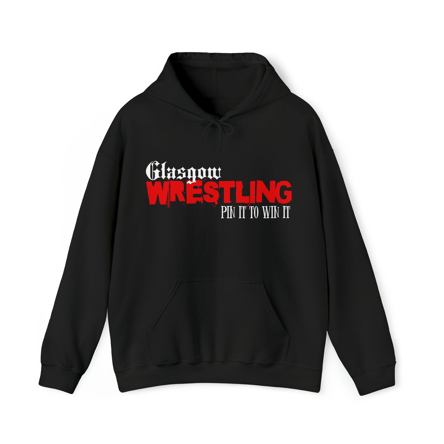 Glasgow Wrestling Pin it to Win it  Adult Unisex Heavy Blend™ Hooded Sweatshirt in Black