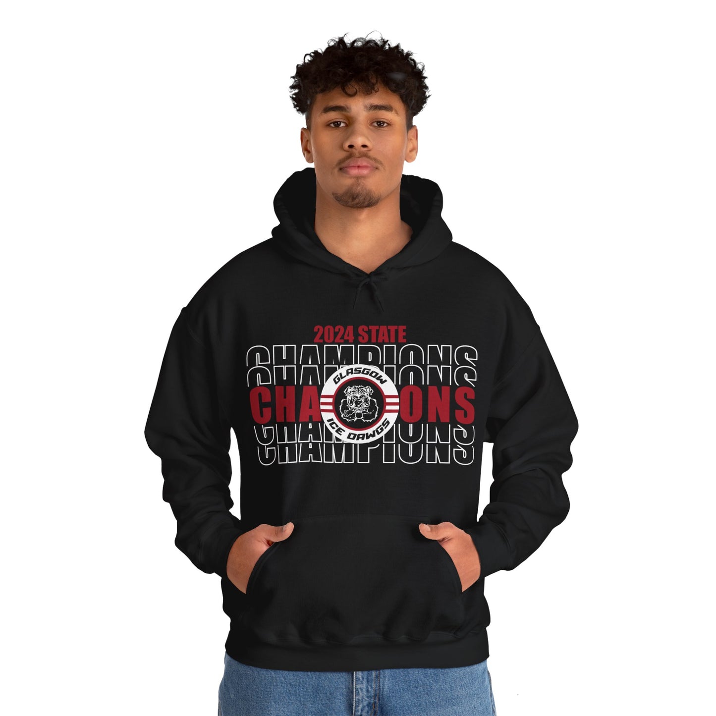 Glasgow Ice Dawgs 2024 State Champions Adult Unisex Heavy Blend™ Hooded Sweatshirt in Black