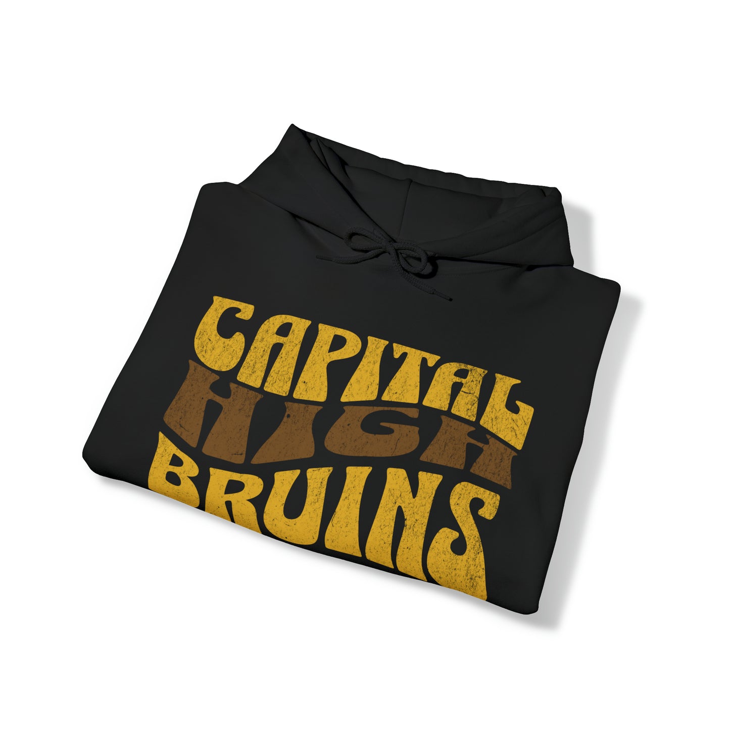 Capital High Bruins Adult Unisex Heavy Blend™ Hooded Sweatshirt in Black, Grey, and White