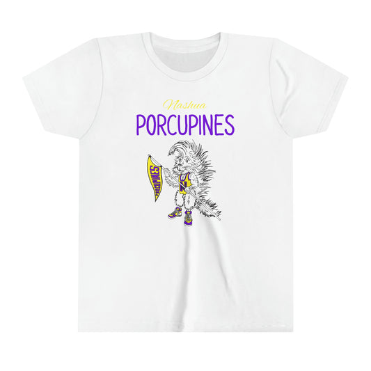 Nashua Porcupines Youth Short Sleeve Tee in Black, White, Ash, or Dark Heather