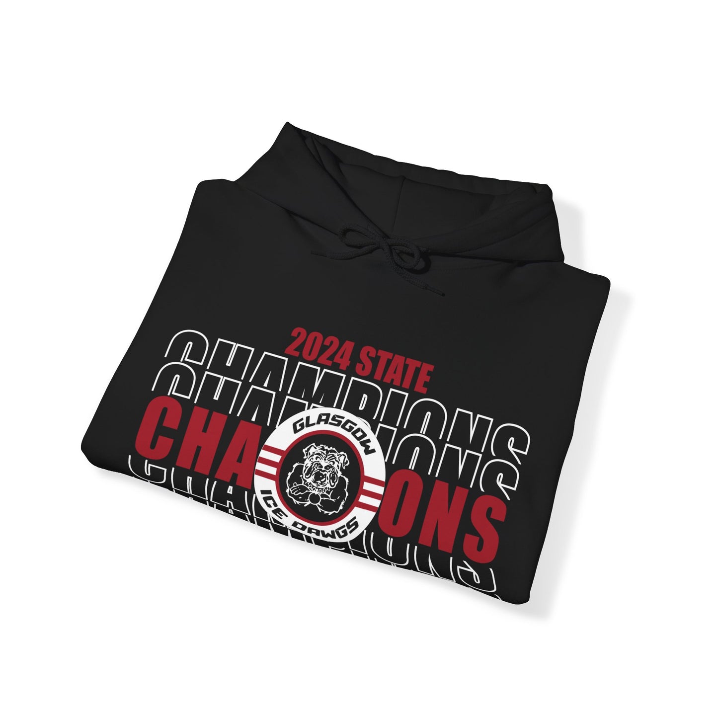 Glasgow Ice Dawgs 2024 State Champions Adult Unisex Heavy Blend™ Hooded Sweatshirt in Black