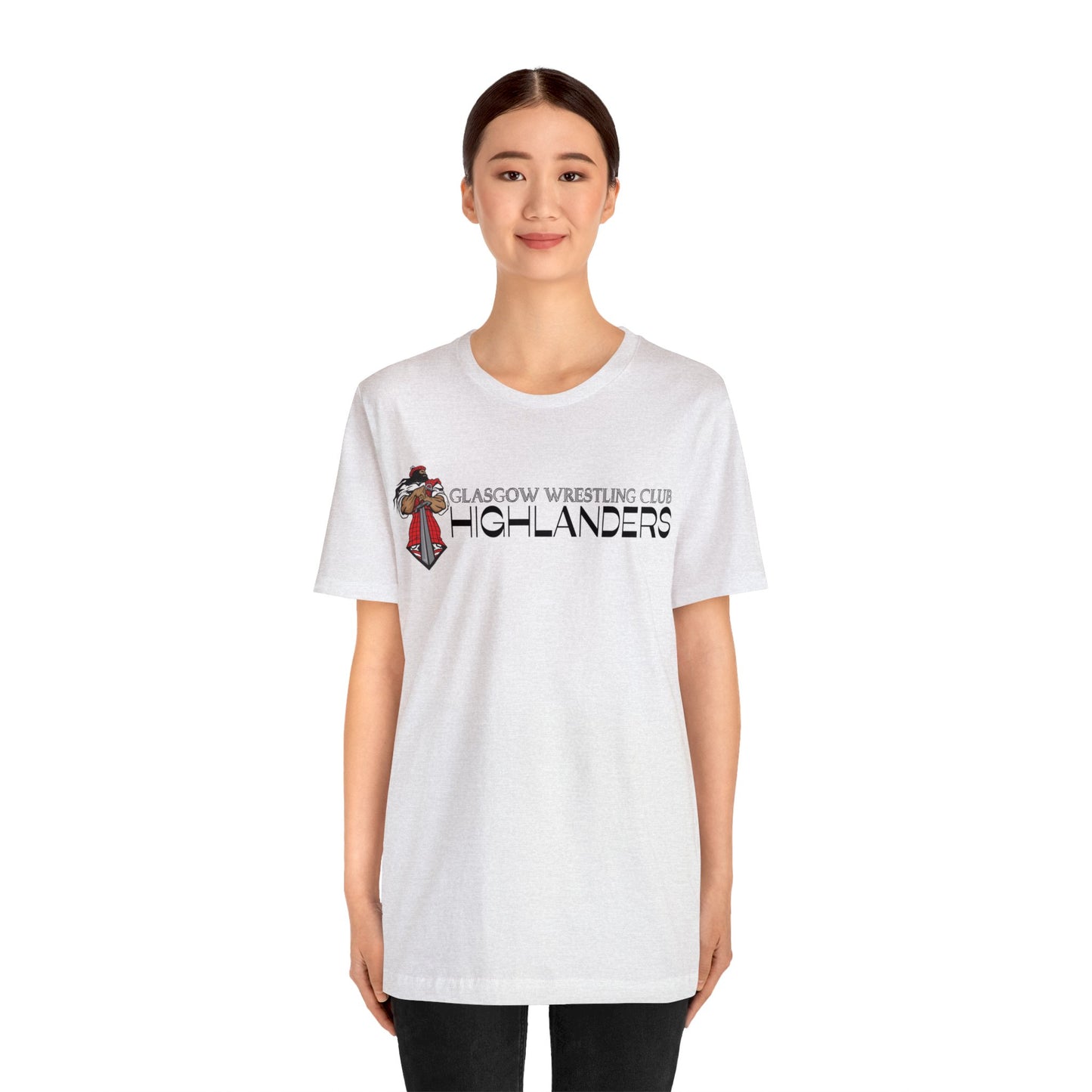 Glasgow Highlanders for him Adult Unisex Jersey Short Sleeve Tee in White, Athletic Heather, or Heather Red