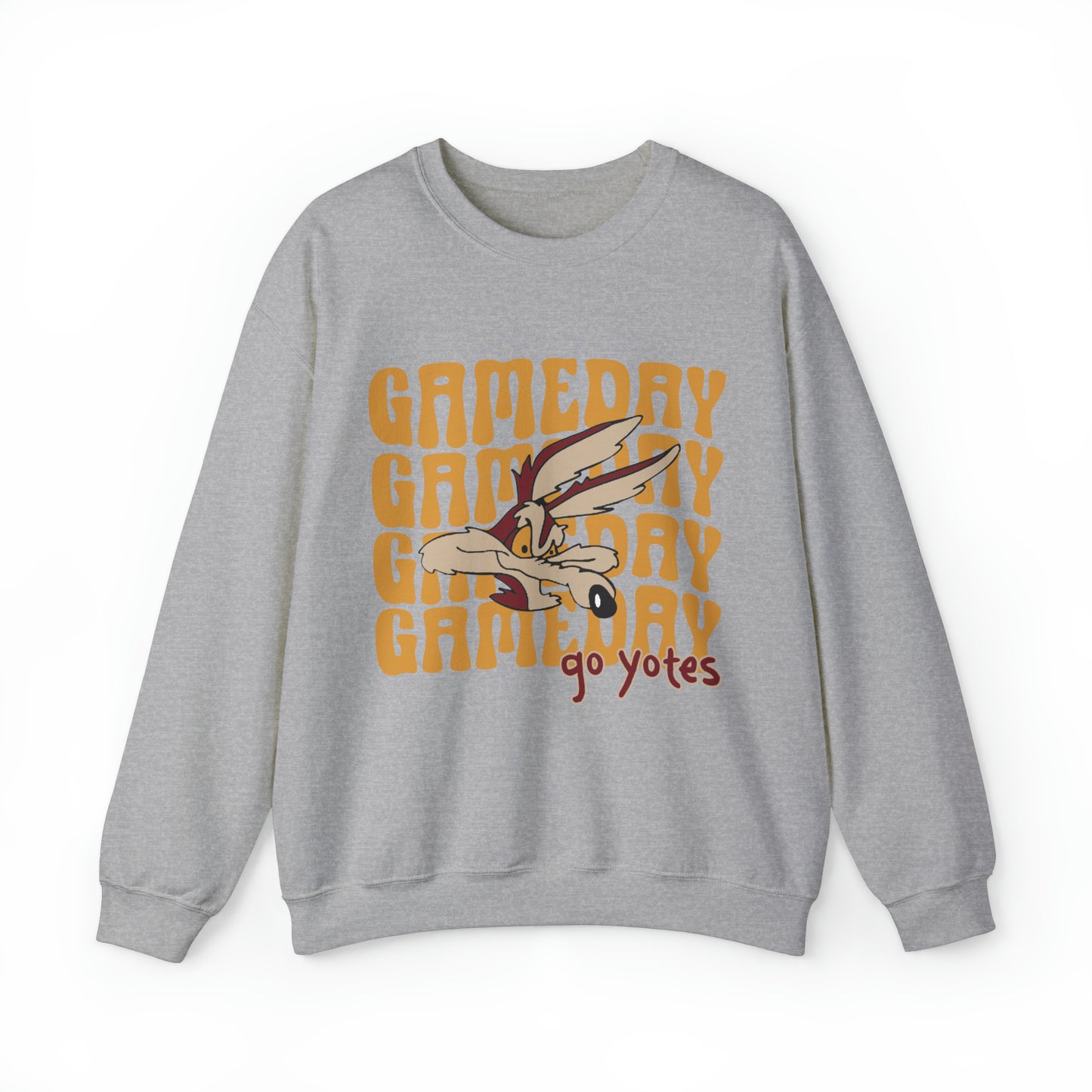 Shelby Coyotes Gameday Adult Unisex Heavy Blend™ Crewneck Sweatshirt in Black, White, Grey, Dark Heather, or Sand