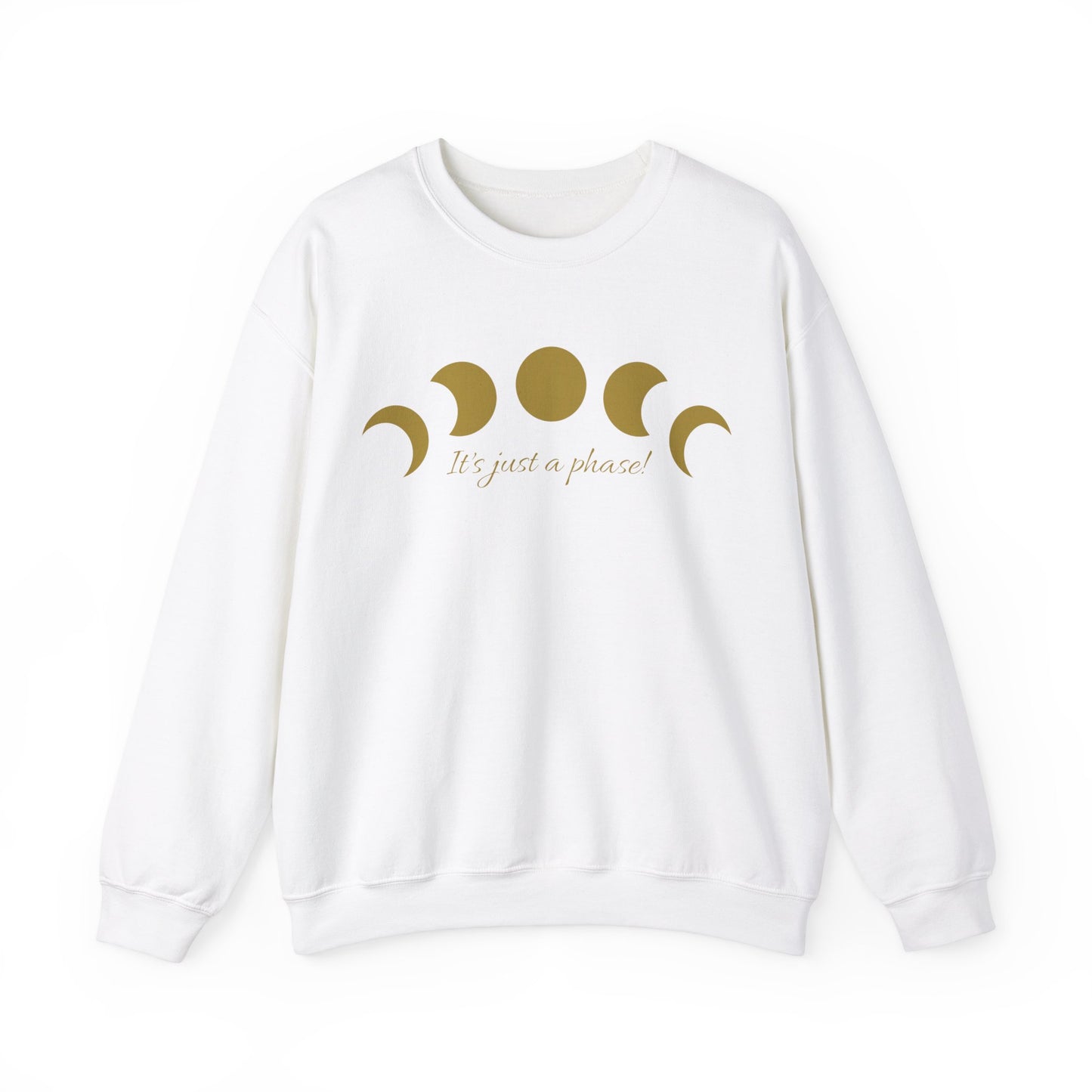 SolLingo It's Just a Phase Adult Unisex Heavy Blend™ Crewneck Sweatshirt in White, Black, Sand, Dark Heather or Navy