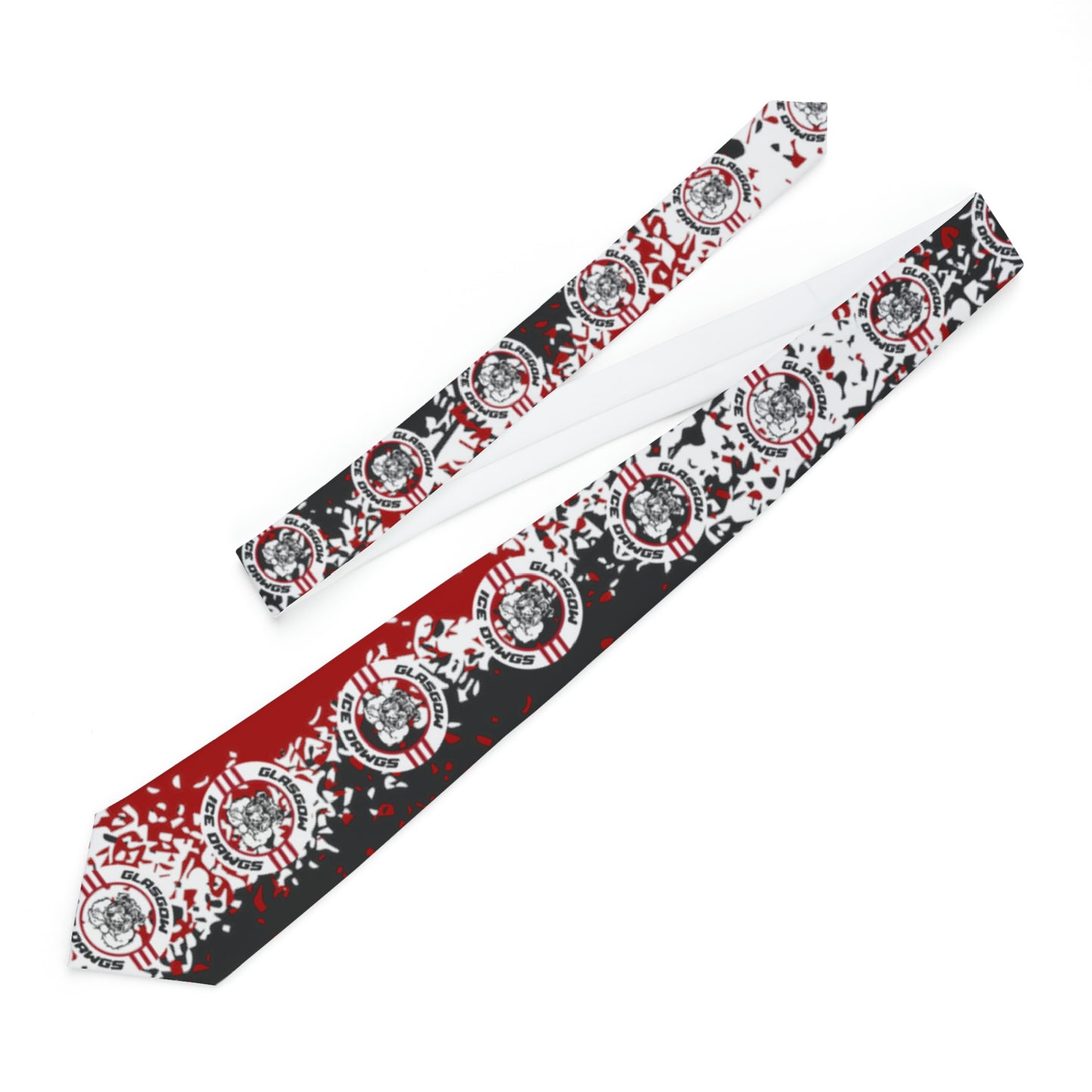 Glasgow Ice Dawgs Black and Red Splatter Logo Necktie