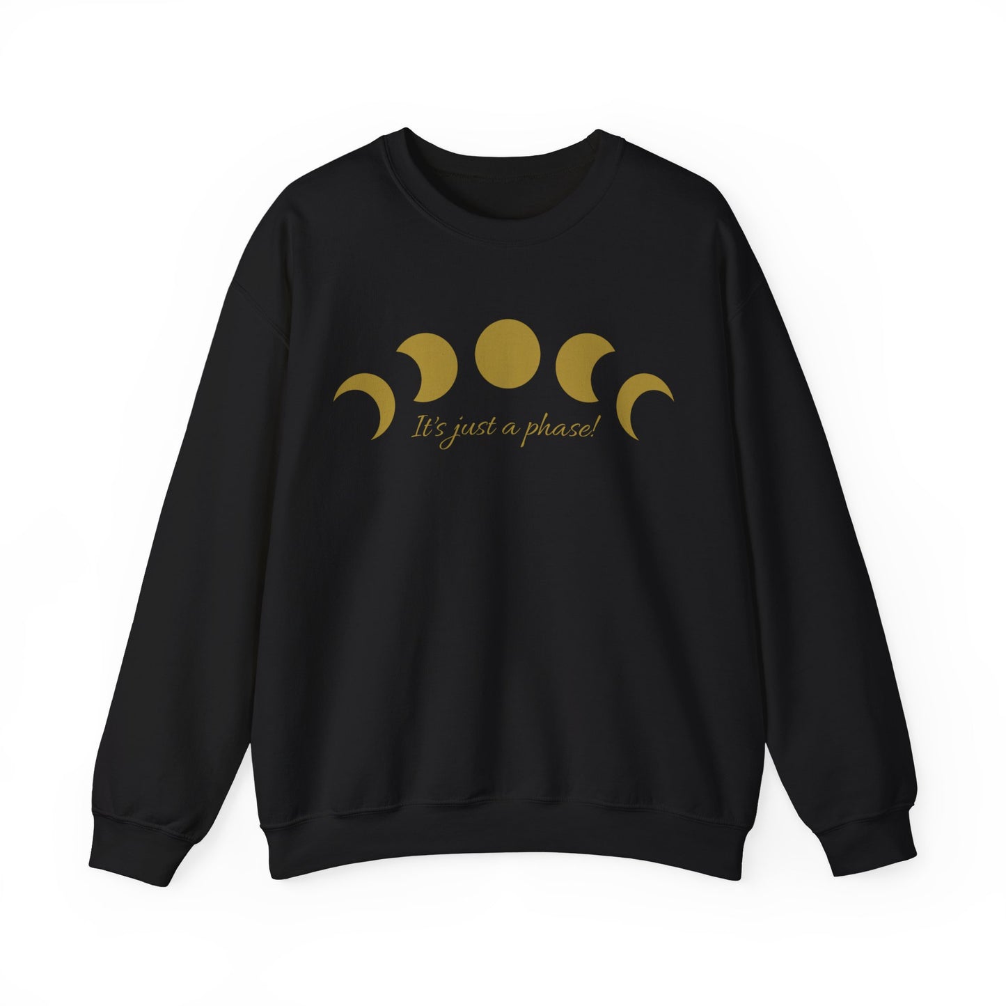 SolLingo It's Just a Phase Adult Unisex Heavy Blend™ Crewneck Sweatshirt in White, Black, Sand, Dark Heather or Navy