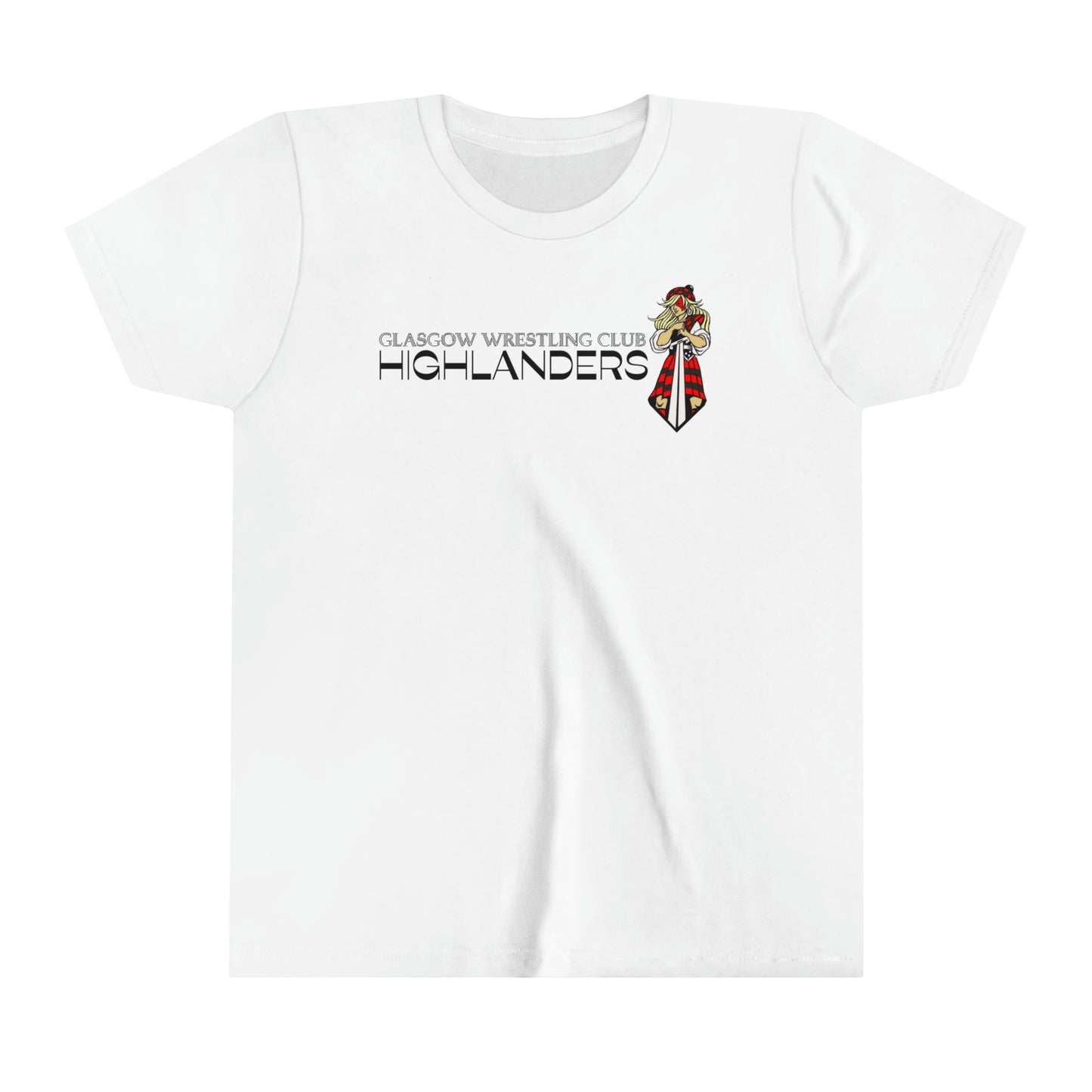 Glasgow Highlanders for her Youth Short Sleeve Tee in White, Ash, Athletic Heather, or Heather Red