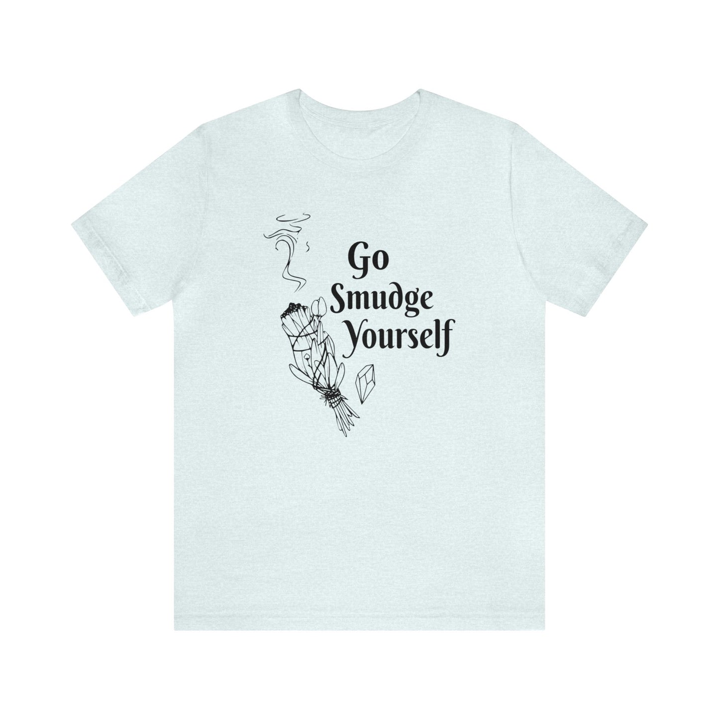 SolLingo Go Smudge Yourself Adult Unisex Jersey Short Sleeve Tee in White, Ice Blue, Natural or Silver