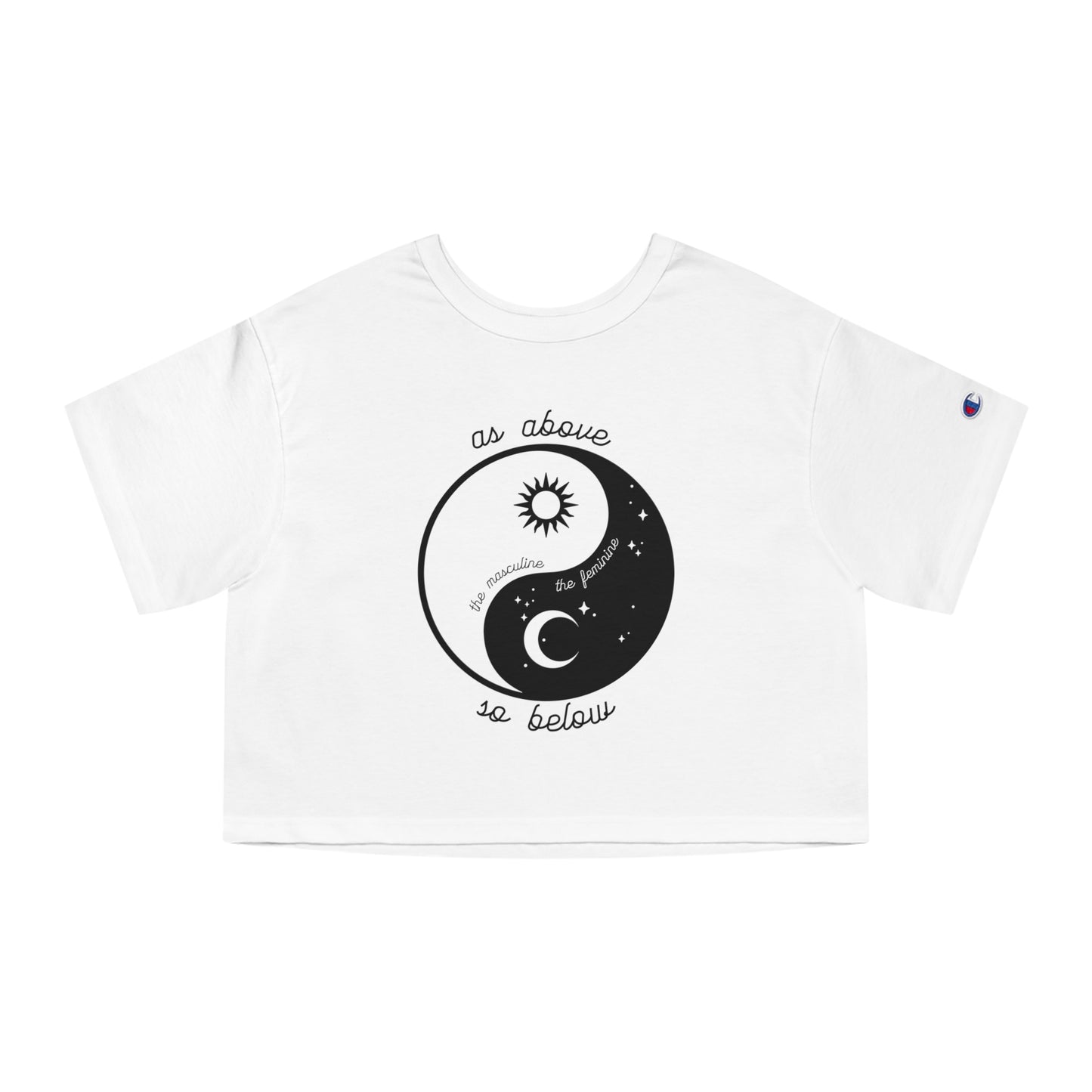 SolLingo Yin Yang As Above So Below Champion Women's Heritage Cropped T-Shirt in Pink, White or Grey